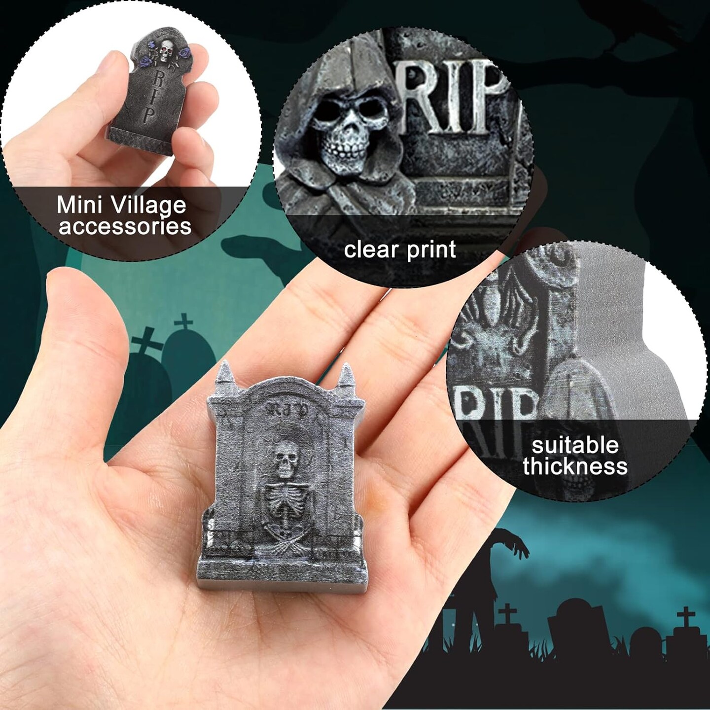 9 Pieces Halloween Miniature Tombstones (Classic Style)