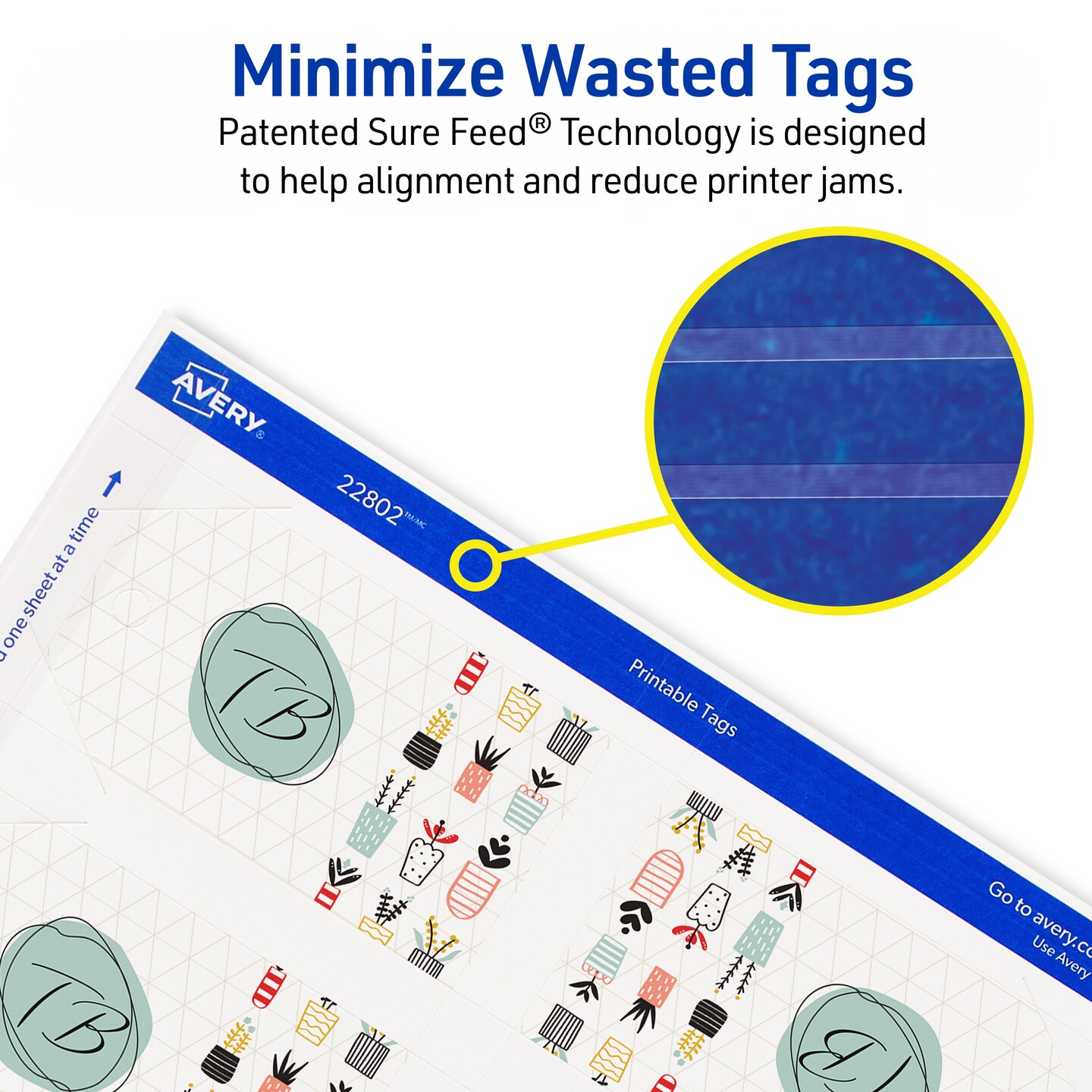 Avery Blank Printable Tags with Sure Feed, 2" x 3.5", White, 96 Customizable Tags with String, Great for Branding, Gift Tags, Price Tags, and More (22802)