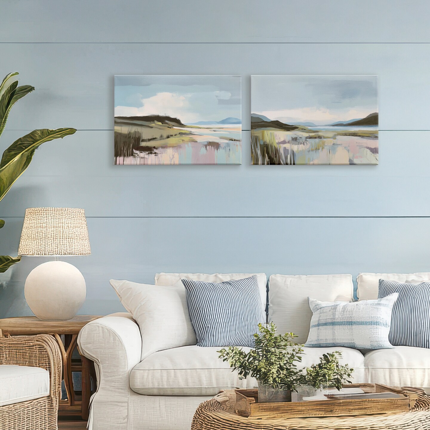 Stupell Industries Verdant Coastal Waters 2pc Canvas Set, design by Elara Yasna