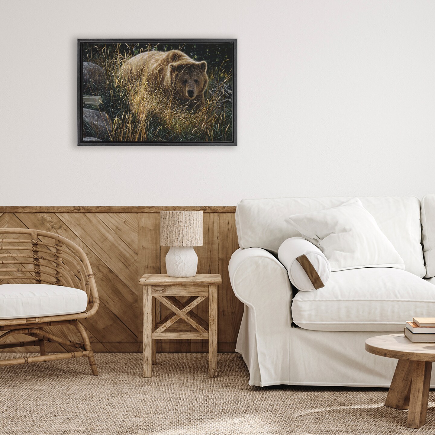 Stupell Industries Crossing Paths Grizzly Bear Floating Frame, design by Collin Bogle