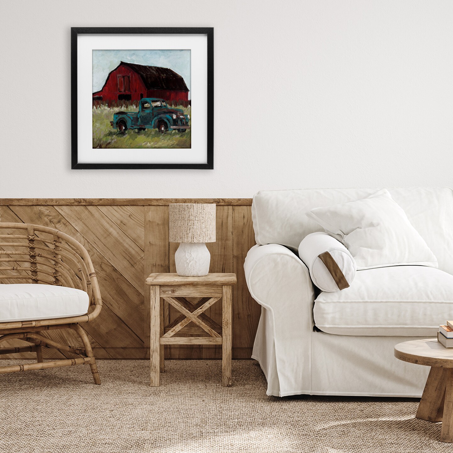 Stupell Industries Truck & Red Barn Framed Print Under Glass, design by Wani Pasion
