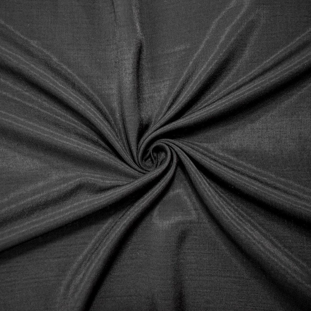 Black Rayon-Poly Sheer Solid Challis Woven Fabric By the Yard