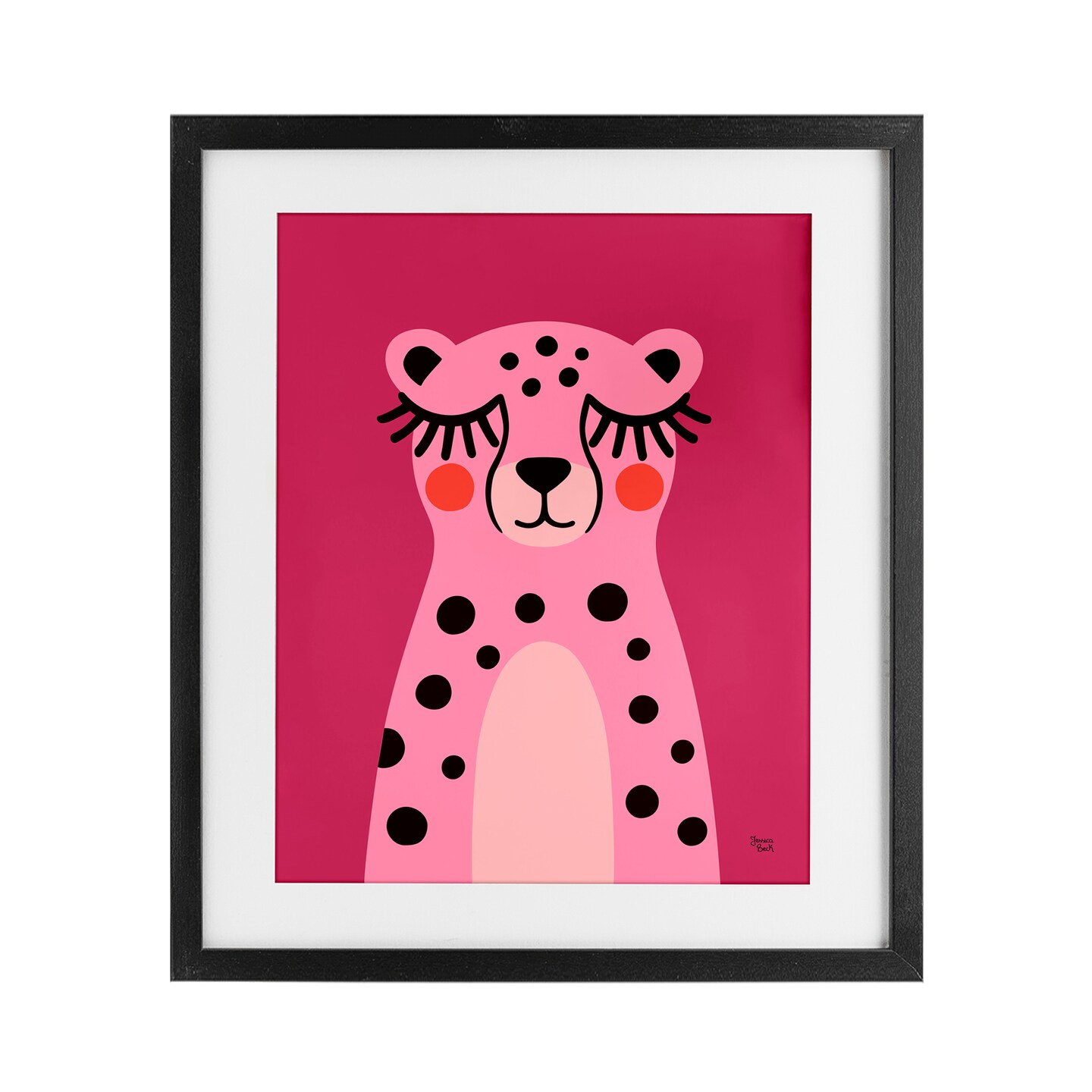 Stupell Industries Pink Cheetah Smile Framed Print Under Glass, design by Jessica Beck