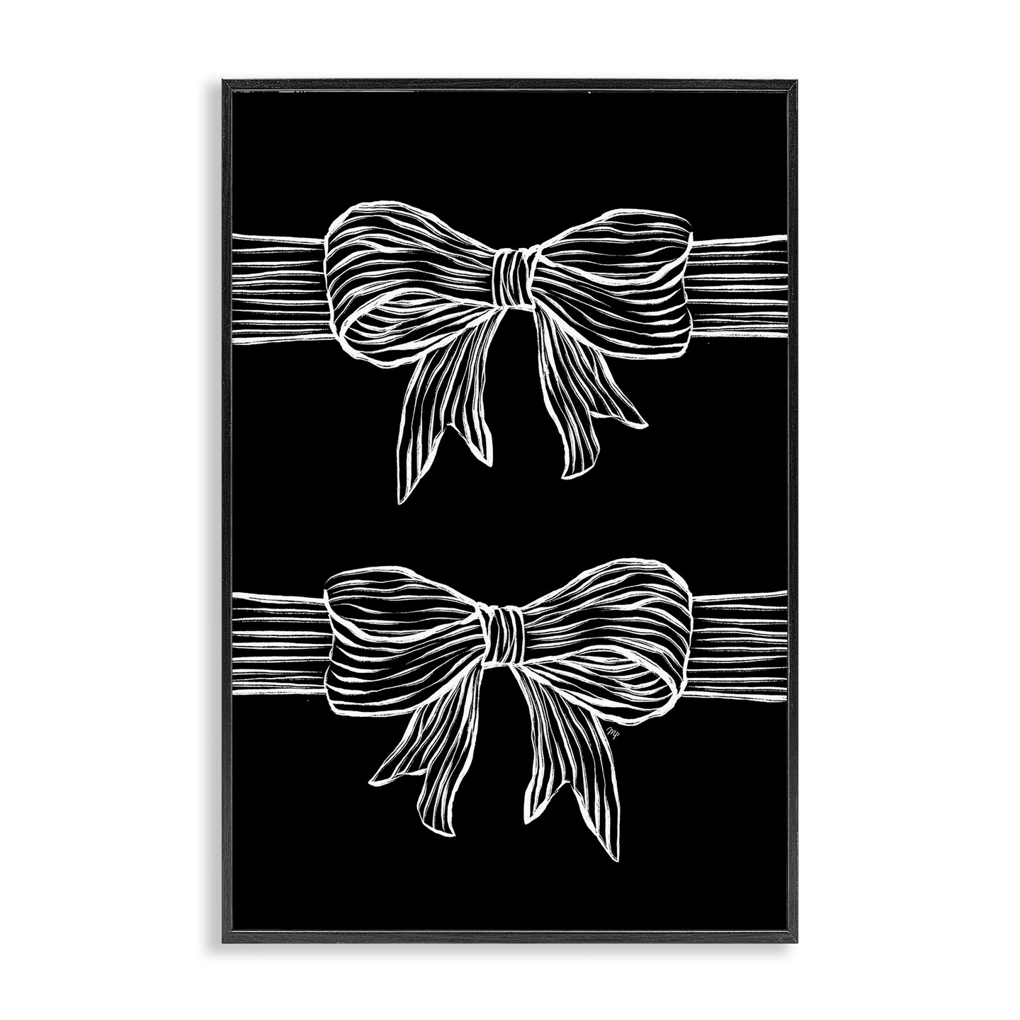 Stupell Industries White Bows on Black Framed Giclee, design by Martina Pavlova