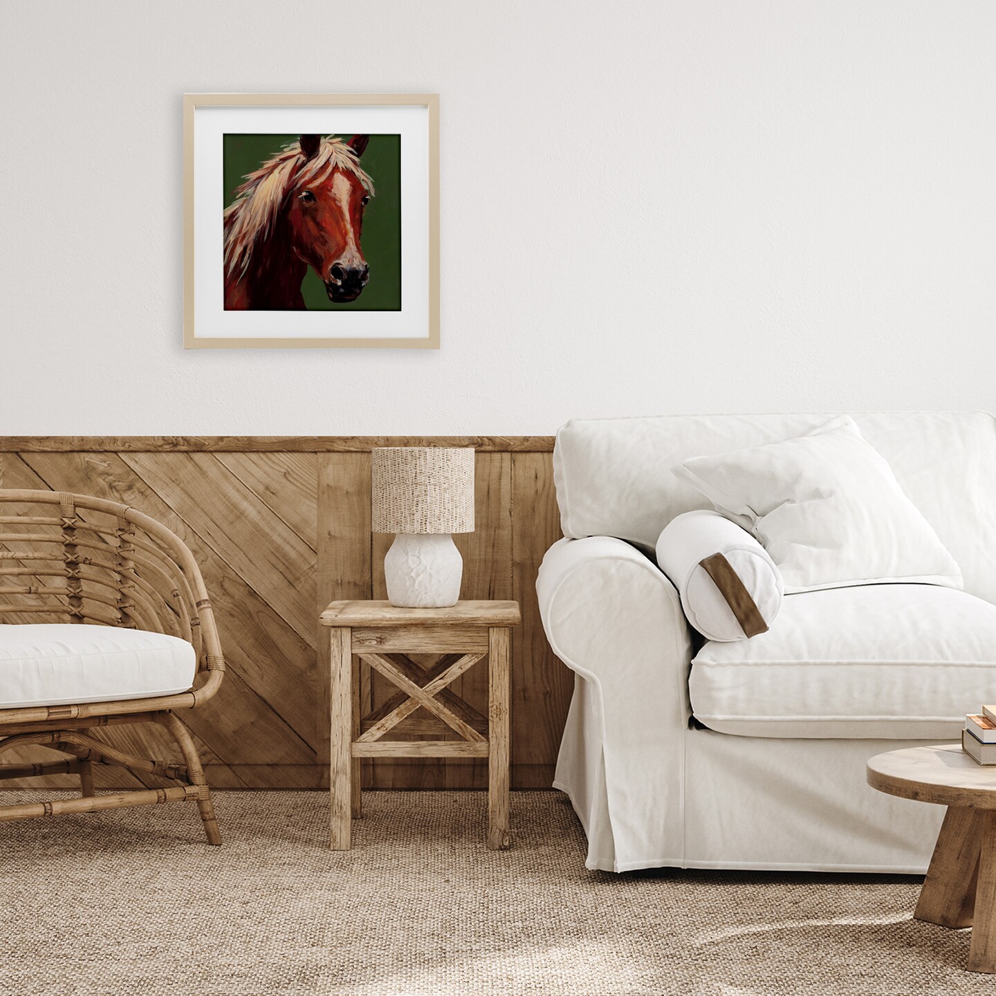 Stupell Industries Modern Horse on Green Framed Print Under Glass, design by Wani Pasion