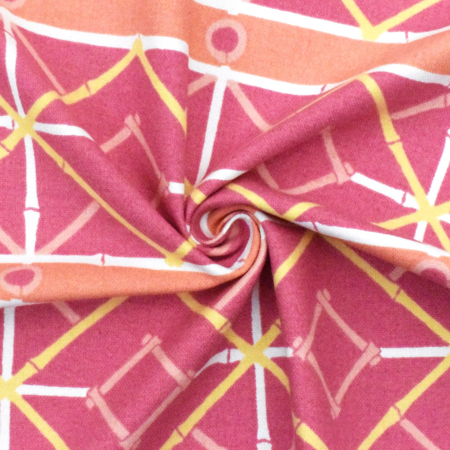 Pink-Multi PK Marian Crownley Bamboo Printed Canvas Decorating Fabric By the Yard