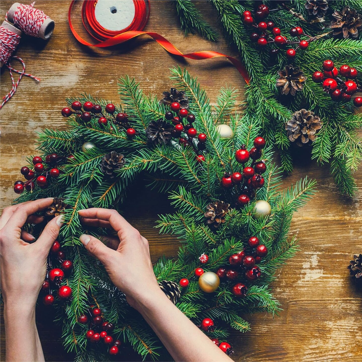 60 Pcs Artificial Pine Branches (&#x9;Green )