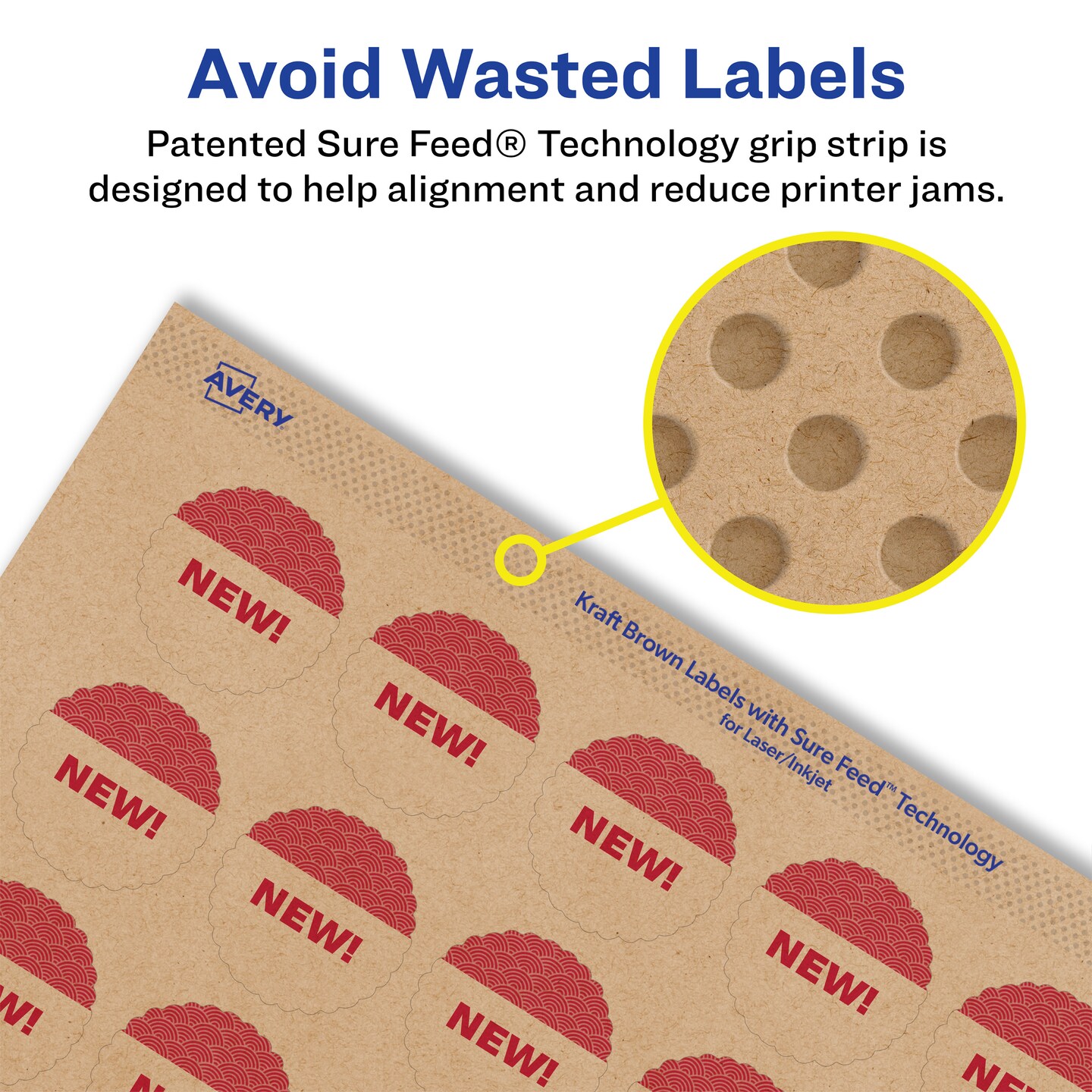Avery Kraft Brown Starburst Labels with Sure Feed, 1&#x22;