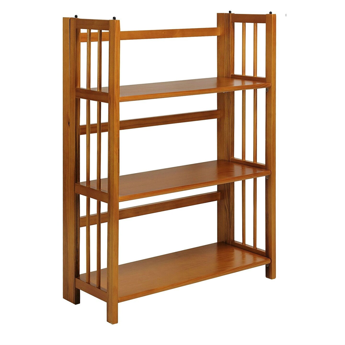3 Shelf Solid Wood Folding Bookcase No Assembly Required for Home Office Storage and Display