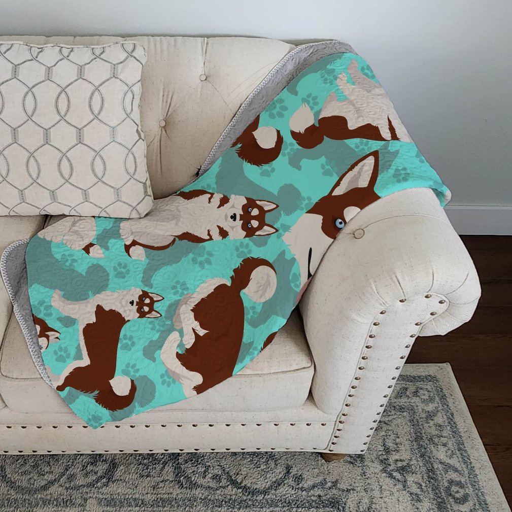 Edge Collections - 50&#x22; x 60&#x22; - Multicolor - Siberian Husky Quilted Throw Blanket - 1 Piece