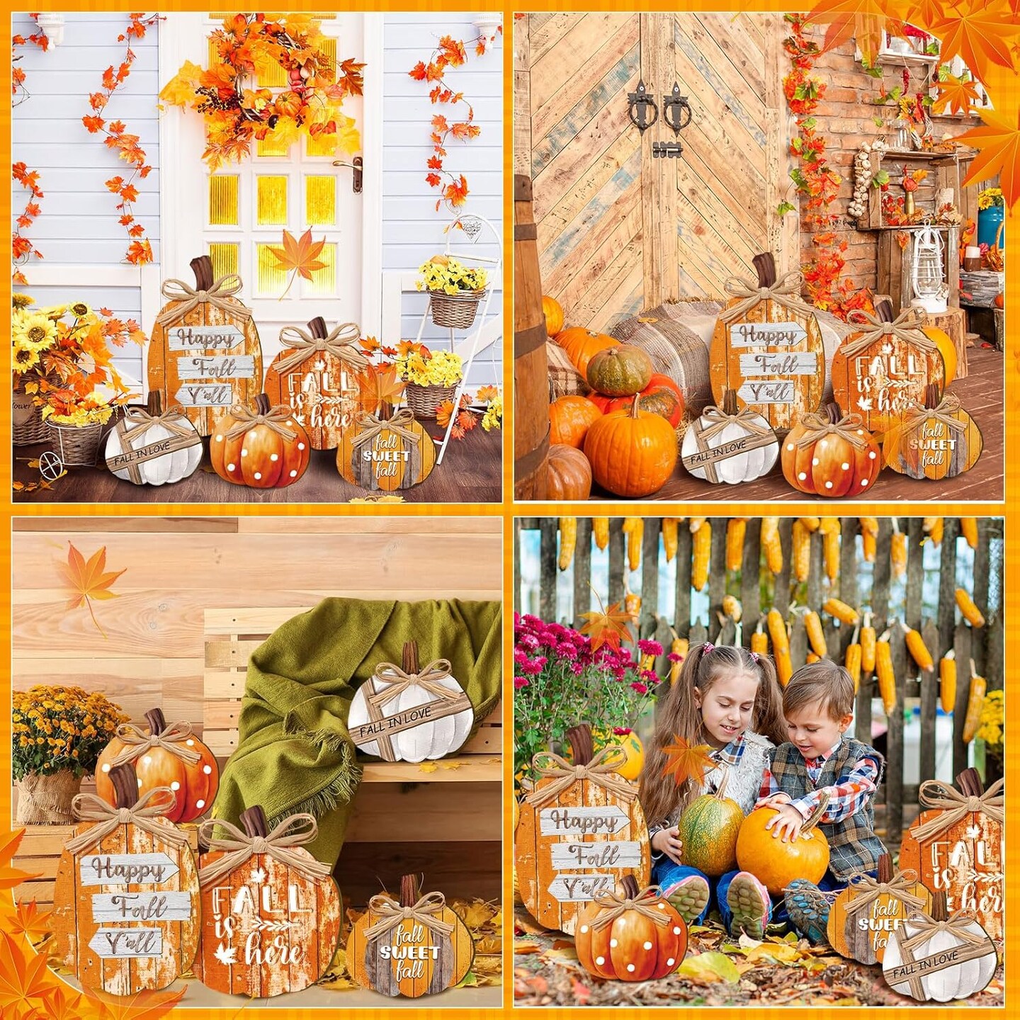 5 Pcs Fall Decorations for Home Fall (Orange)