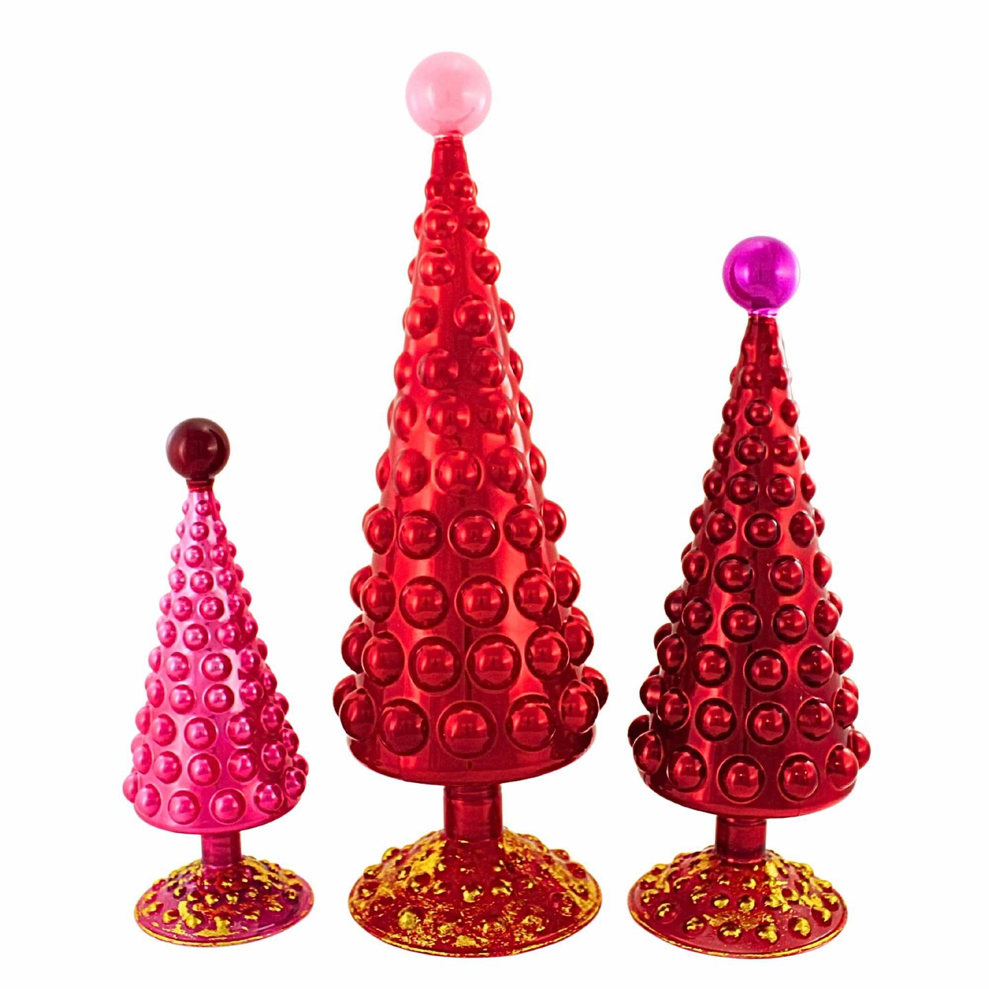 Cody Foster 16.0 Inch Midcentury Modern Hobnail Tree Set Christmas Decorative Tree Set , Christmas Decor Valentine&#x27;s Day, Varying Heights: 16.0, 12.5, 9.75 Inches