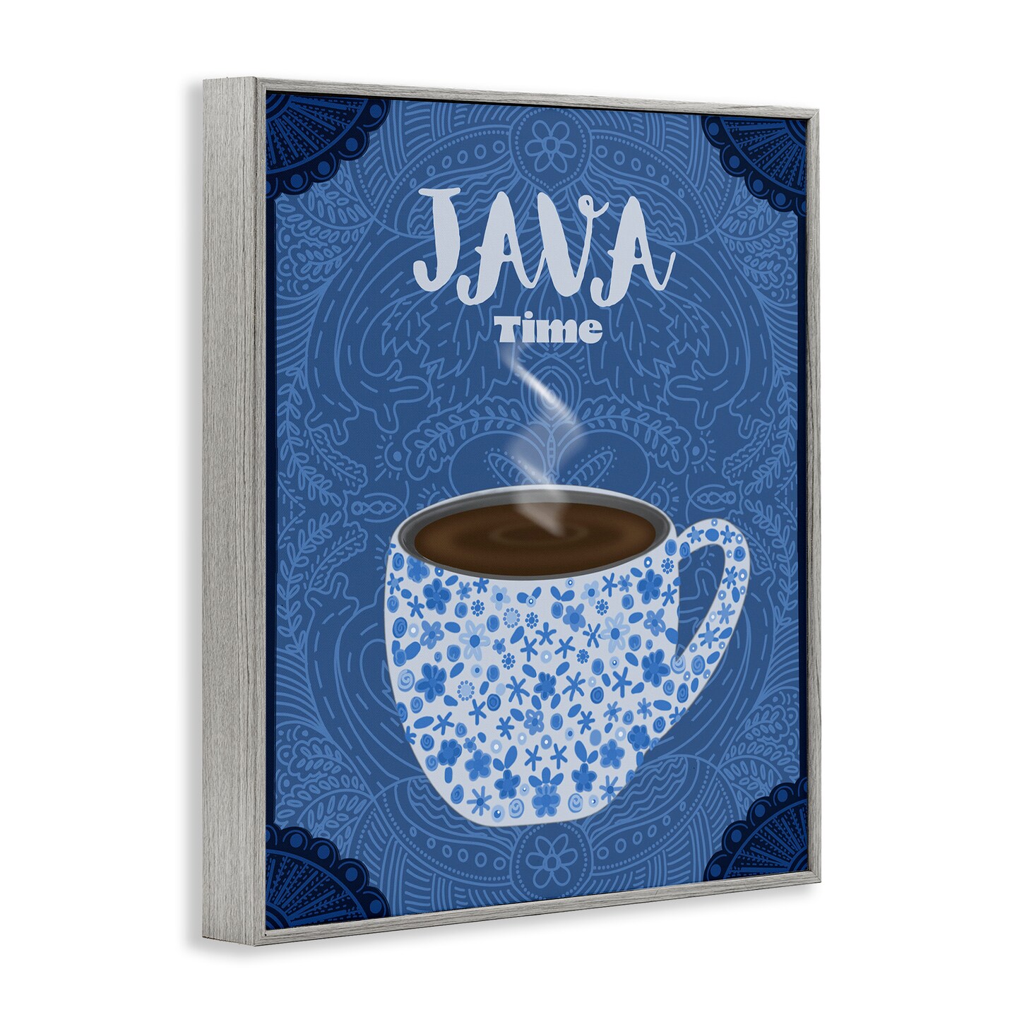 Stupell Industries Java Time Blue Coffee Mug Framed Giclee, design by Lori Mosley