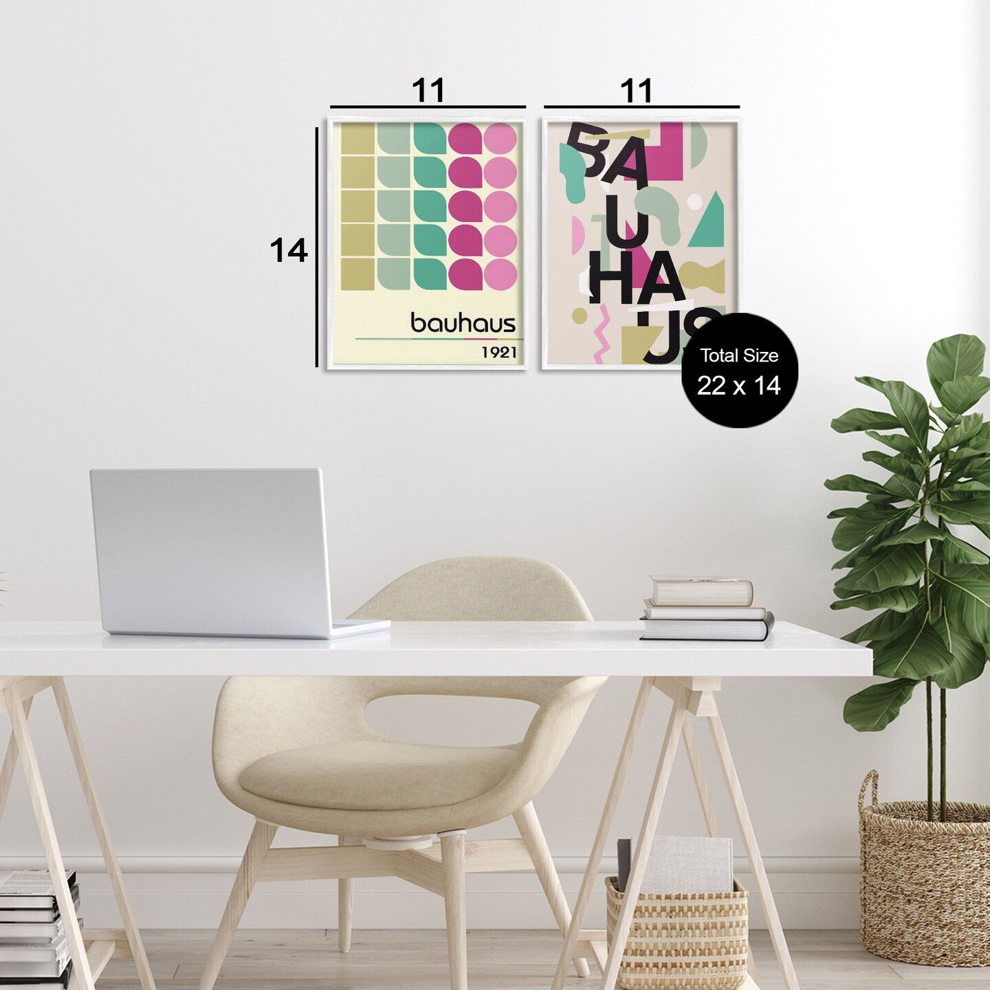 Stupell Industries Vintage 1921 Bauhaus Design 2pc Framed Giclee Set, design by Annabelle Hall