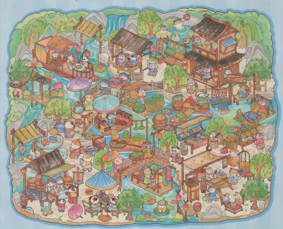Large Animal Village Landscape Sticker Set, DIY Isometric Landscape, Adorabilities