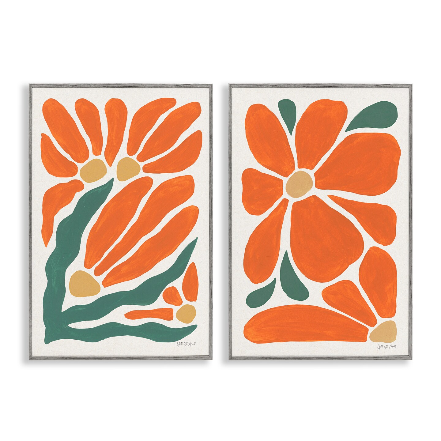 Stupell Industries Midcentury Flower Abstracts 2pc Framed Giclee Set, design by Yvette St. Amant
