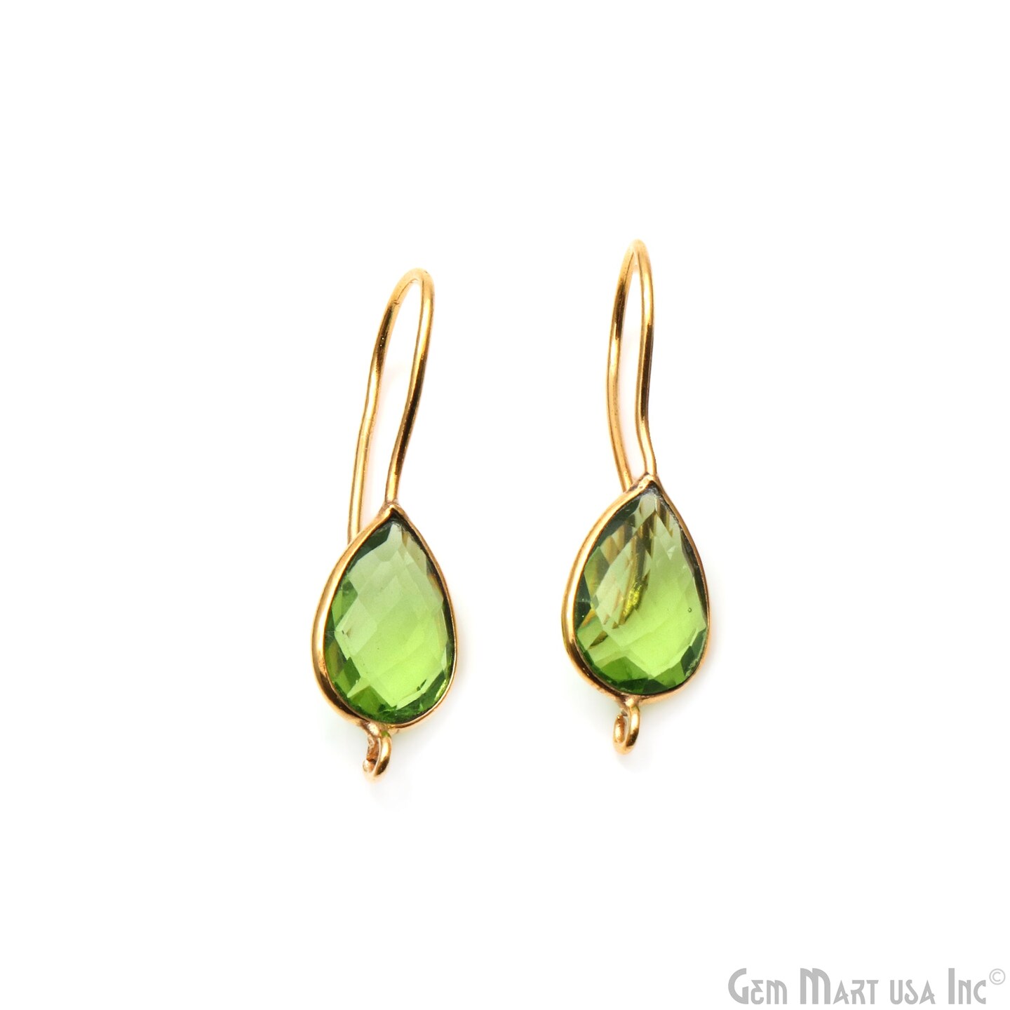 DIY Teardrop Gemstone Loop Earrings, 31x9mm 22K Gold Plated Earring Findings with Bottom Loop Hook Eaaring, GemMartUSA (90021)