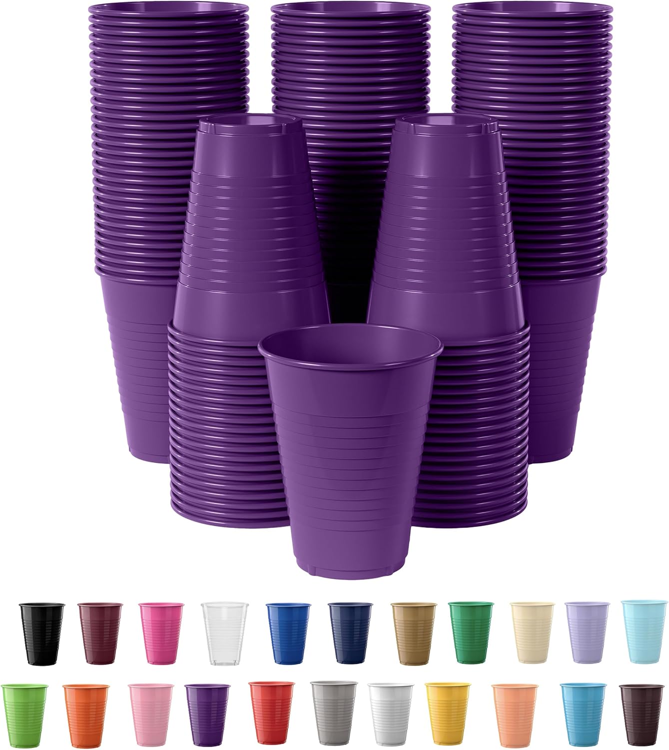 Exquisite Party Solids 12 Oz Plastic Cups – 100 Pack Disposable Cups for Parties & Events | Durable Plastic Party Cups | Bulk Drink Cups for Soda, plastic cup | Recyclable Disposable Cups for Everyday Use & Celebrations
