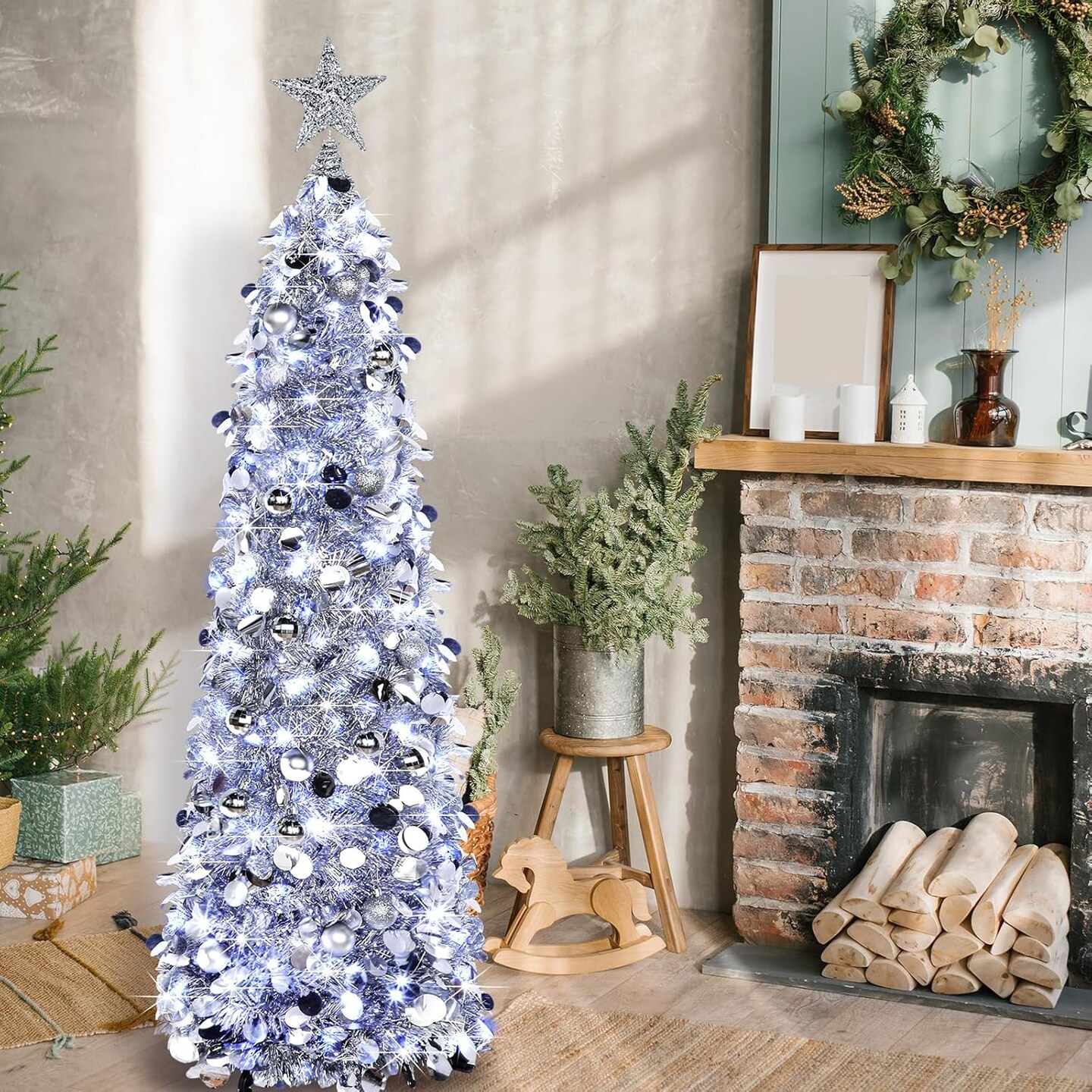 3 Pcs Pop up Christmas Tree 5ft (Silver)