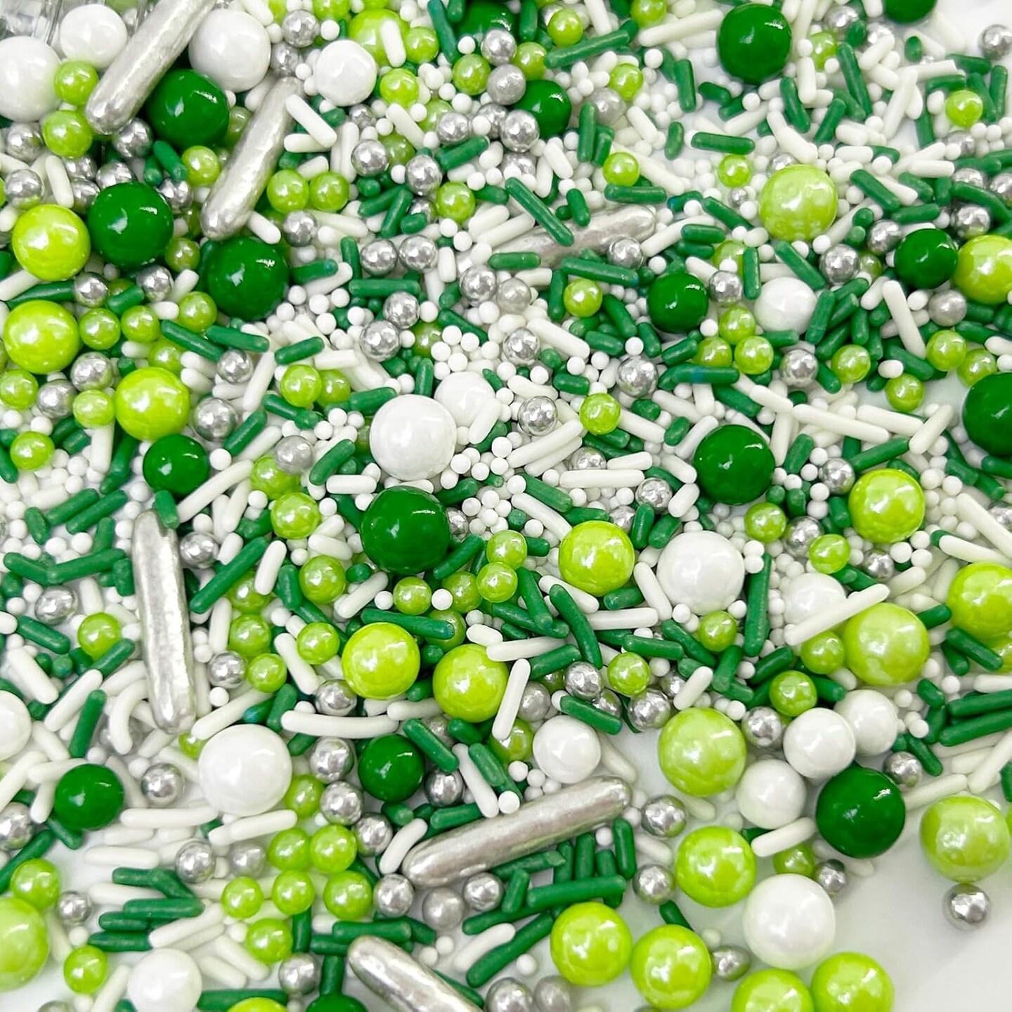 Green White Pearl Sprinkles for Cake Decorating, Cupcake Toppers(Green white)