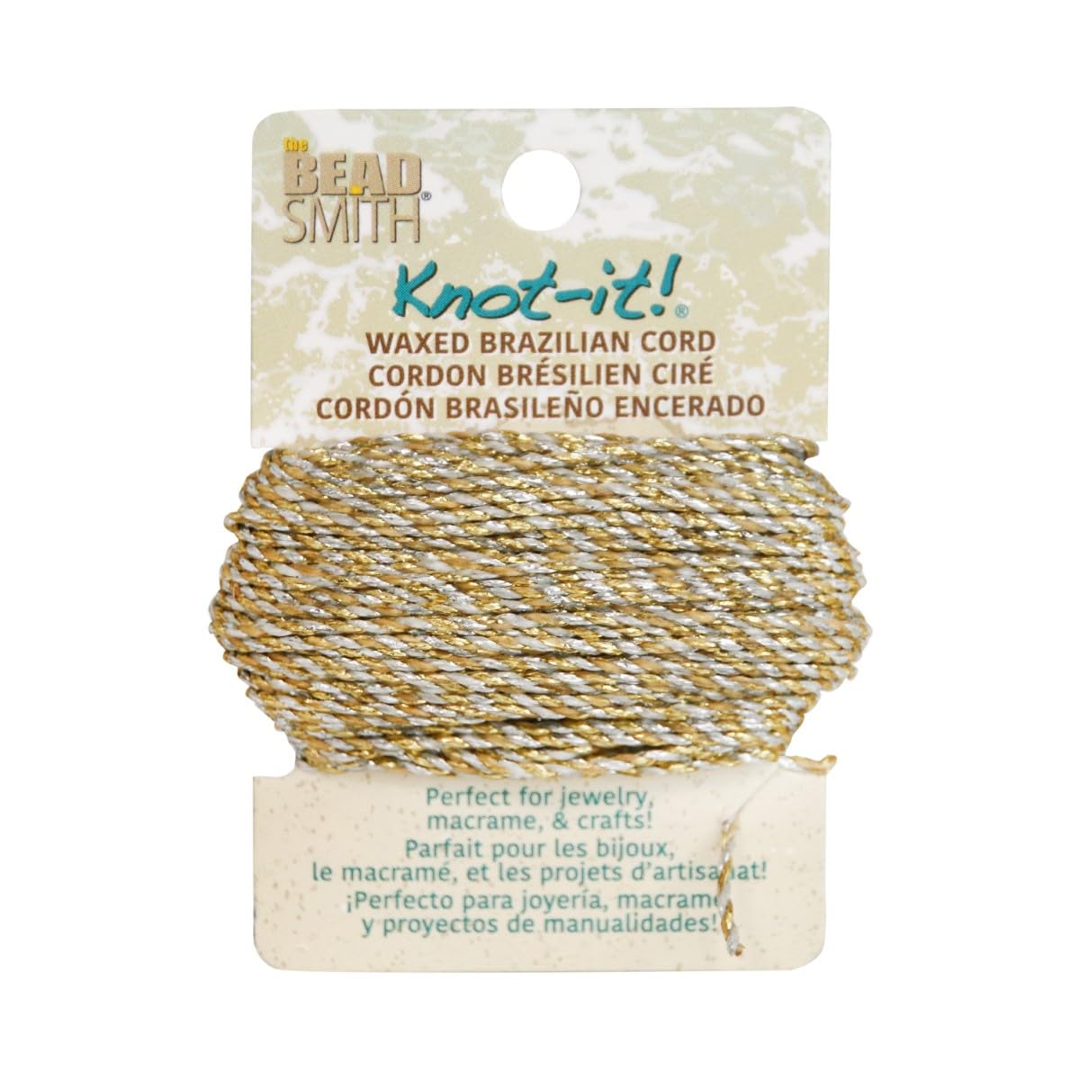 The Beadsmith Waxed Brazilian Cord, 0.7 mm Diameter, Light Wax, 15 Yards (13.7 m)