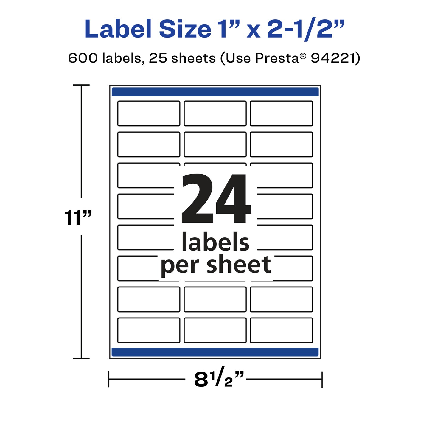 Avery Glossy White Rectangle Labels with Sure Feed, 1" x 2.5"