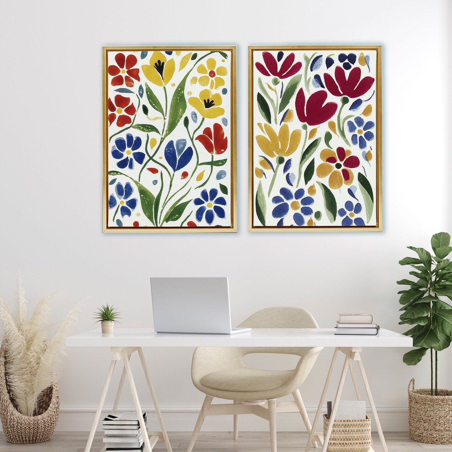 Stupell Industries Scandinavian Wild Flowers 2pc Floating Frame Set, design by Annabelle Hall