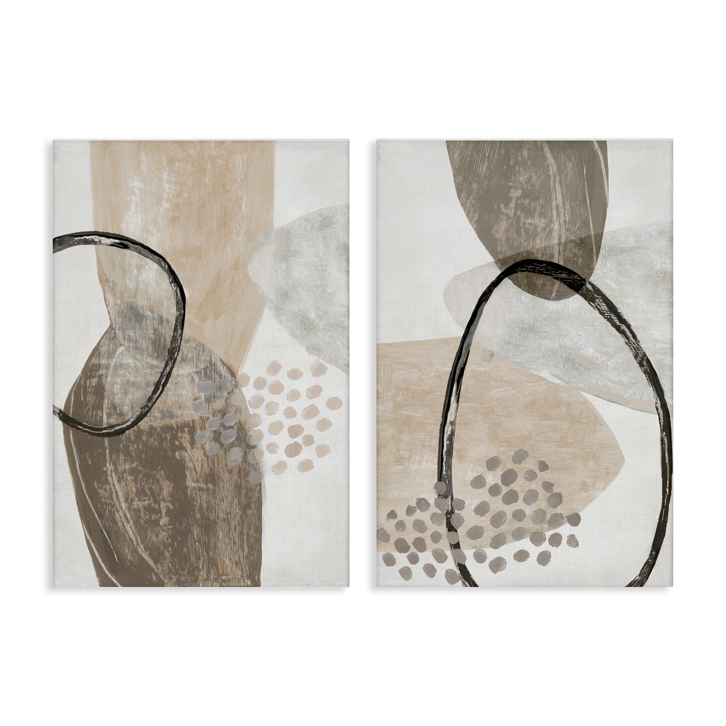 Stupell Industries Neutral Oval Shapes 2pc Canvas Set, design by Hannah Dawson