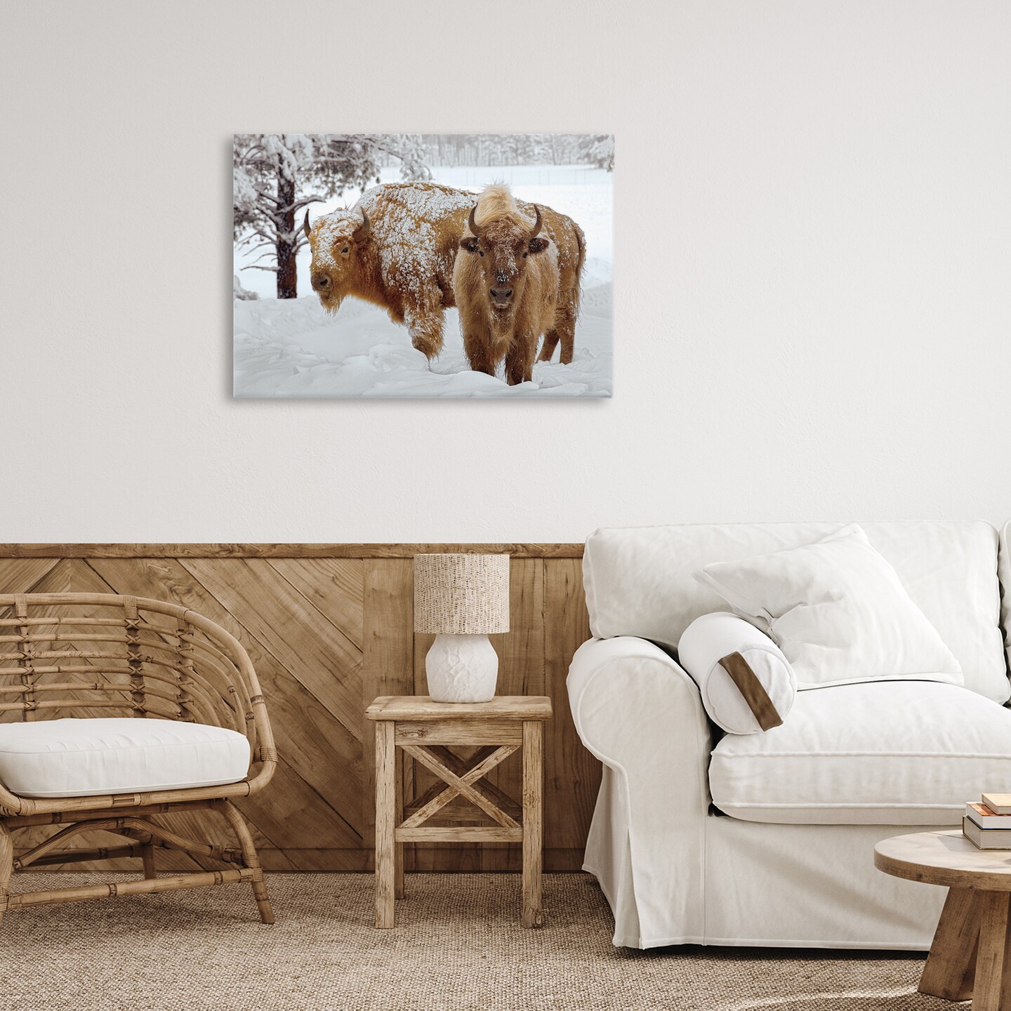 Stupell Industries Winter White Bison Canvas, design by Mike Jones