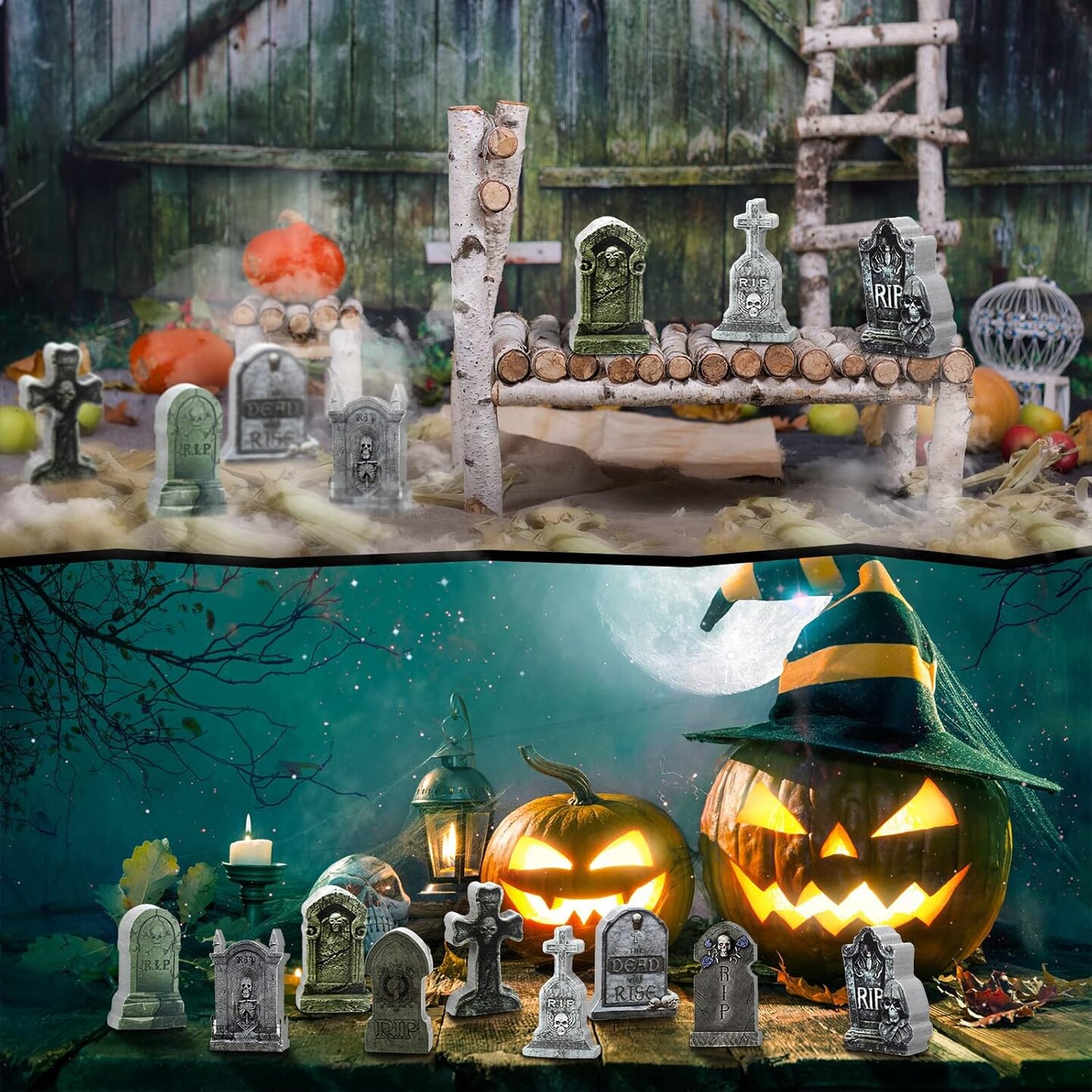 9 Pieces Halloween Miniature Tombstones (Classic Style)