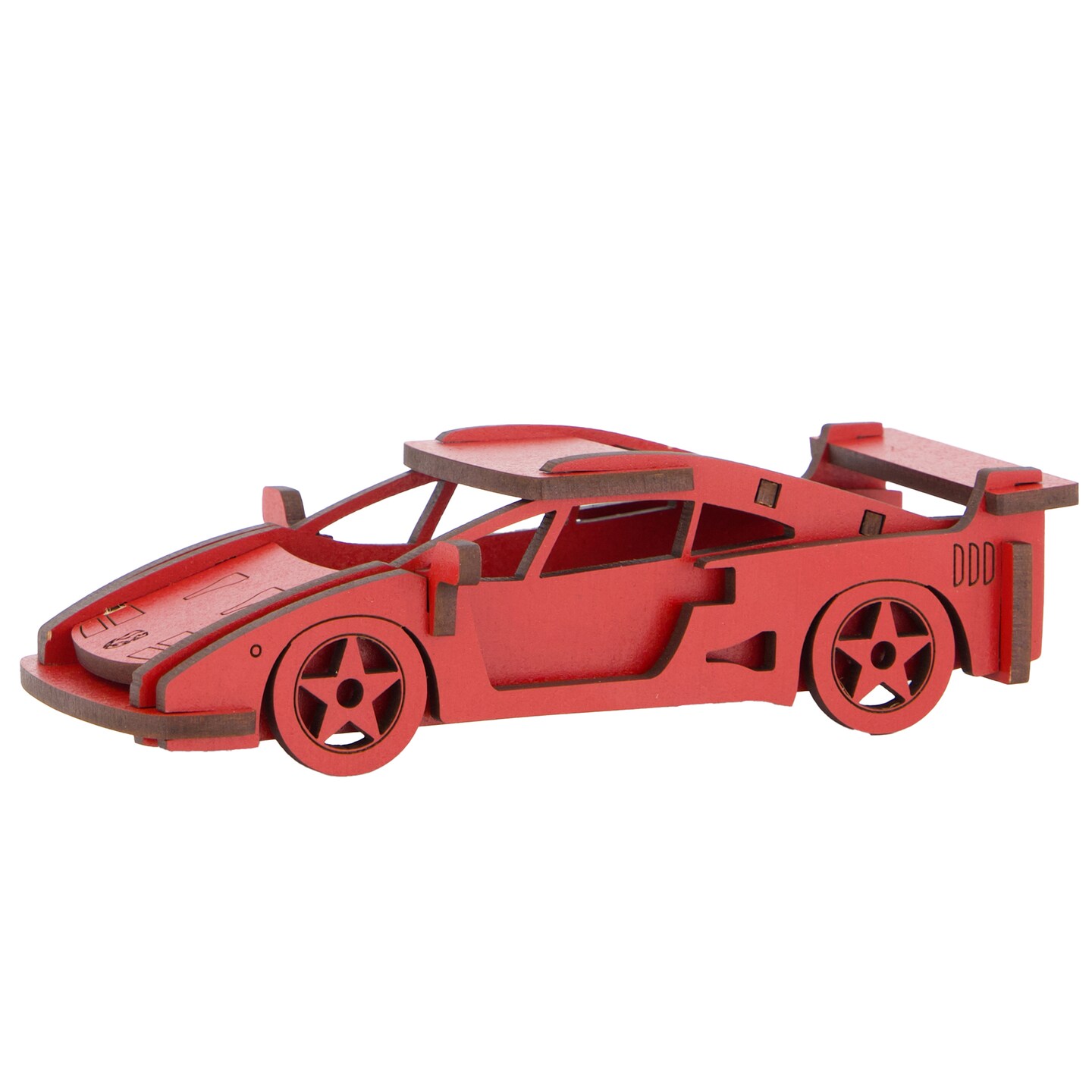 Little & Wood: Woodlet: Medium - Red Sports Car - 3D Wooden Kit-Set, Vehicle Puzzle, Easy Assembly, Pop Build Fun, Sustainably Sourced Wood, Ages 6+