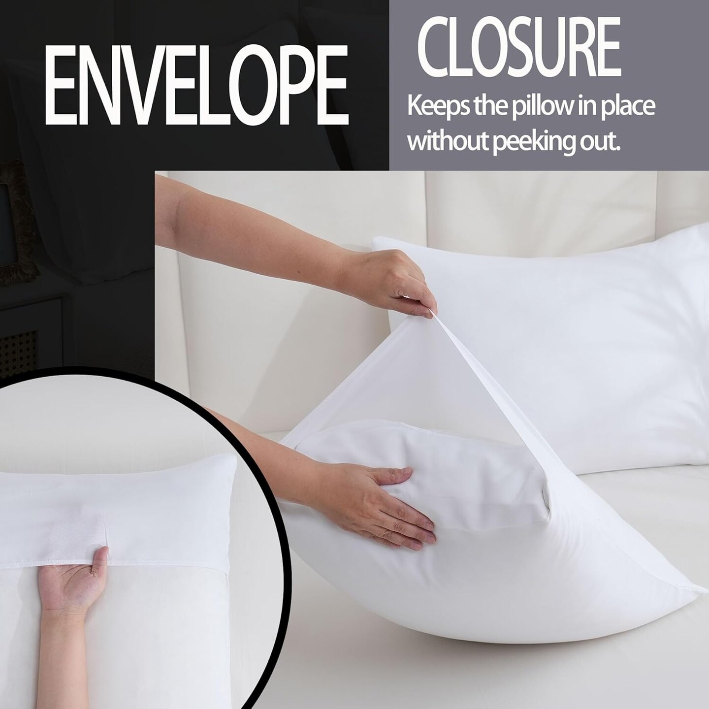 Pillow Cases Queen Size Set of 12, 20x30 Envelope Closure Pillowcases, Soft Plain Brushed Microfiber Covers Hypoallergenic Breathable (Snow White)
