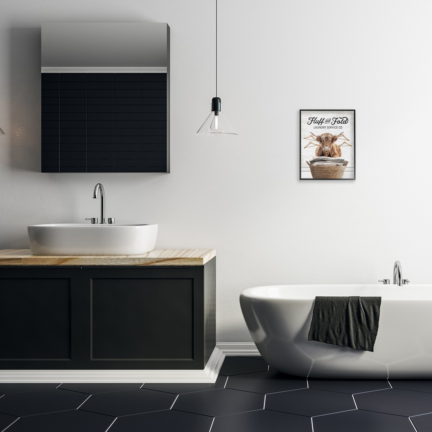 Stupell Industries Vintage Fluff & Fold Cattle Framed Giclee Design by Lettered and Lined