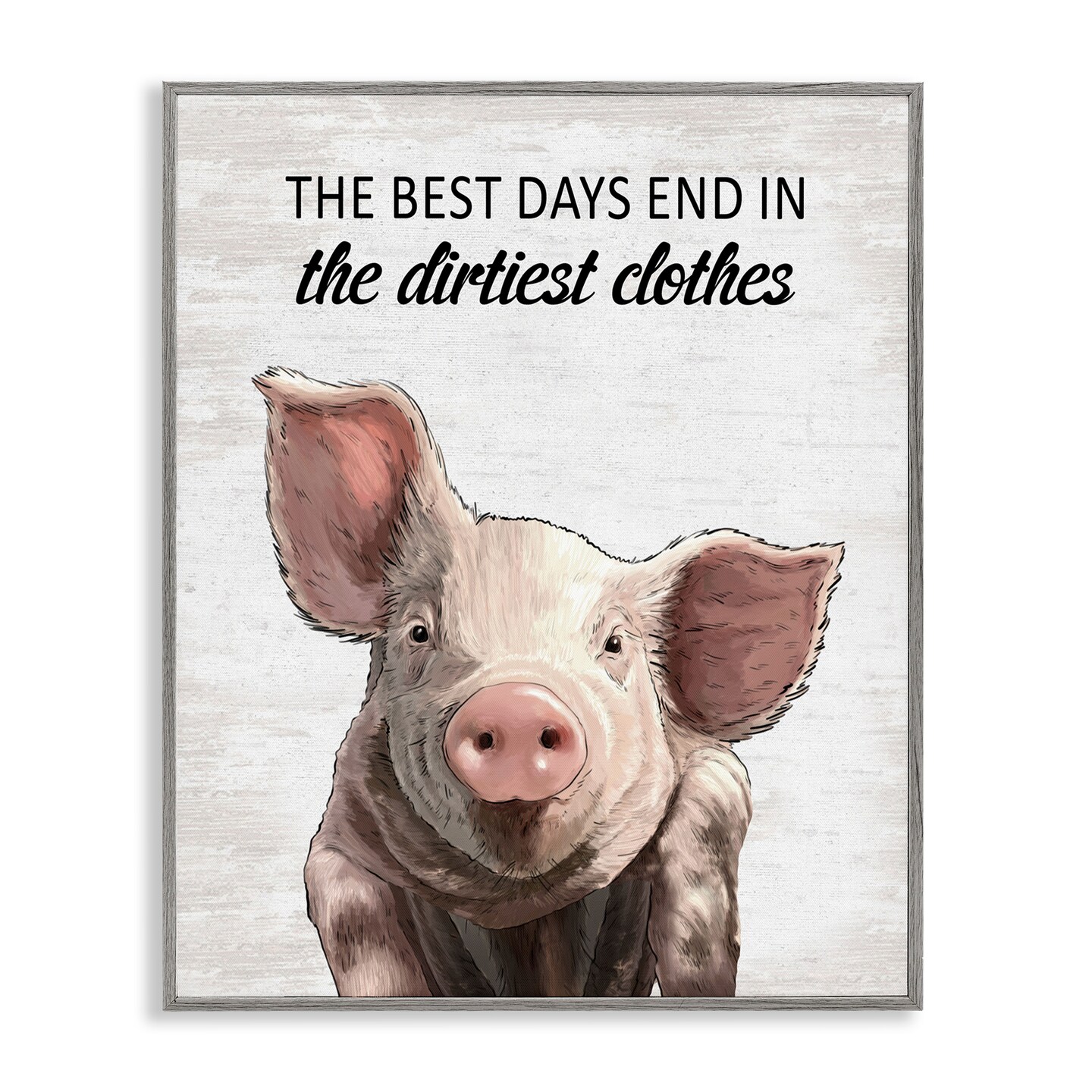 Stupell Industries Best Days &#x26; Dirtiest Clothes Pig Framed Giclee Design by Lettered and Lined