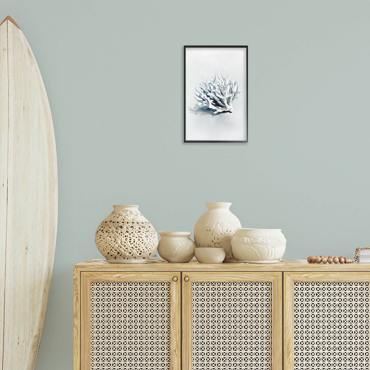 Stupell Industries Subtle Staghorn Coral Framed Giclee Design by Ramona Murdock