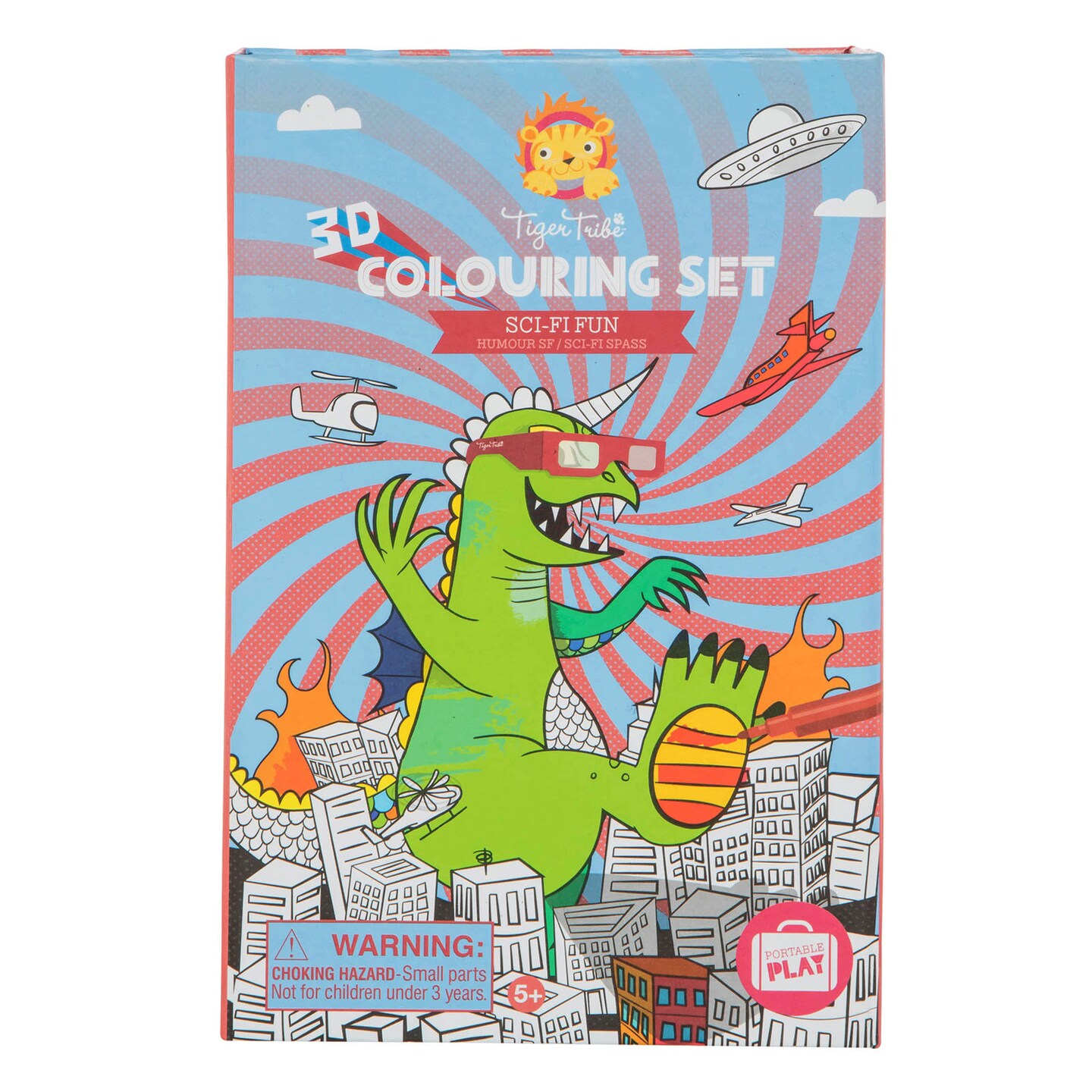 Tiger Tribe: 3D Coloring Set - Sci Fi Fun - Activity Set, Color Drawings That Leap Off The Page, 3D Glasses, Markers, Kids Ages 8+