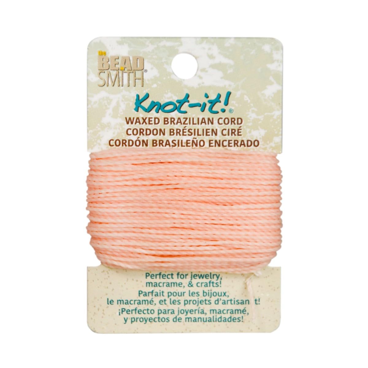 The Beadsmith Waxed Brazilian Cord, 0.7 mm Diameter, Light Wax, 15 Yards (13.7 m)