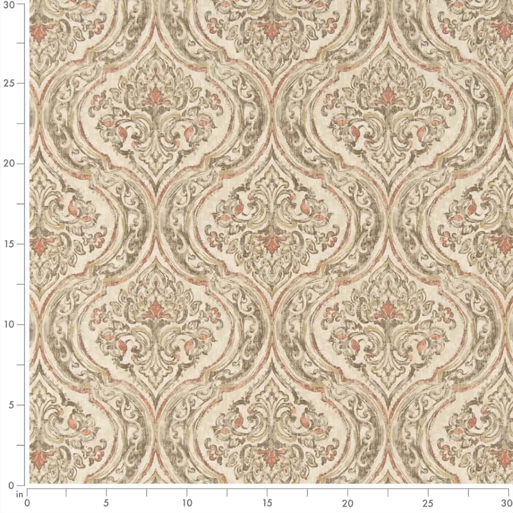 Pink Damask Print Upholstery Fabric by The Yard - SKU: Wesley Mauve