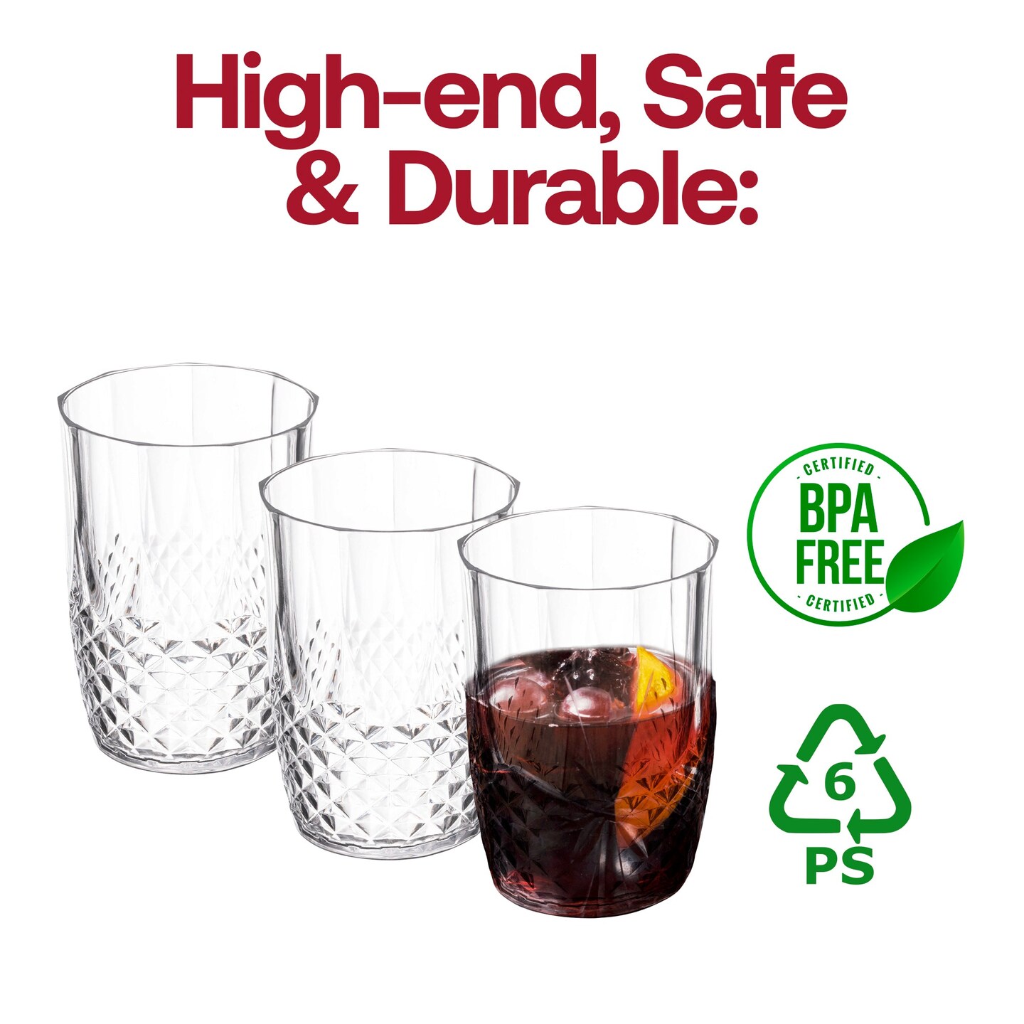 Clear Stripe Round Disposable Plastic Tumblers - 16 oz. (48 Tumblers)