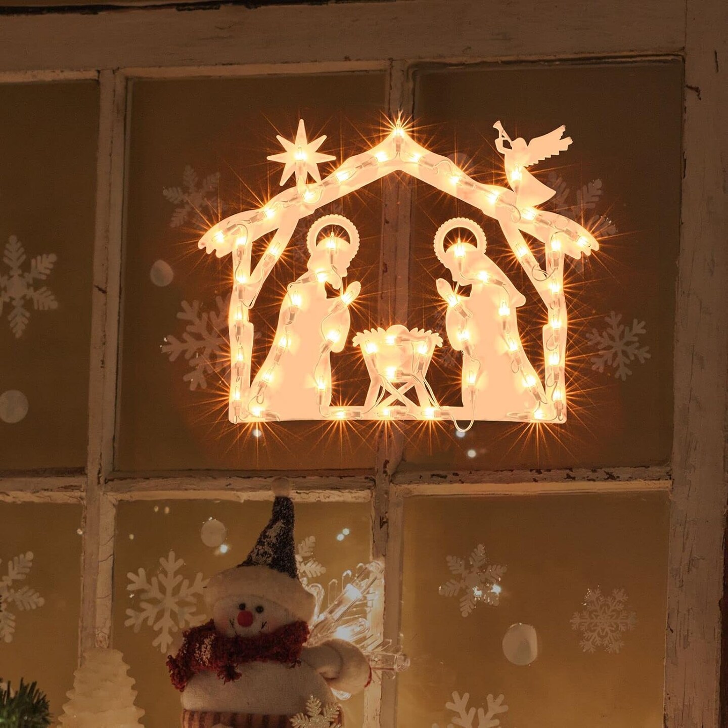 Lighted Nativity Christmas Window Decoration - Silhouette Lights for Home, Party, Patio, Lawn, Garden