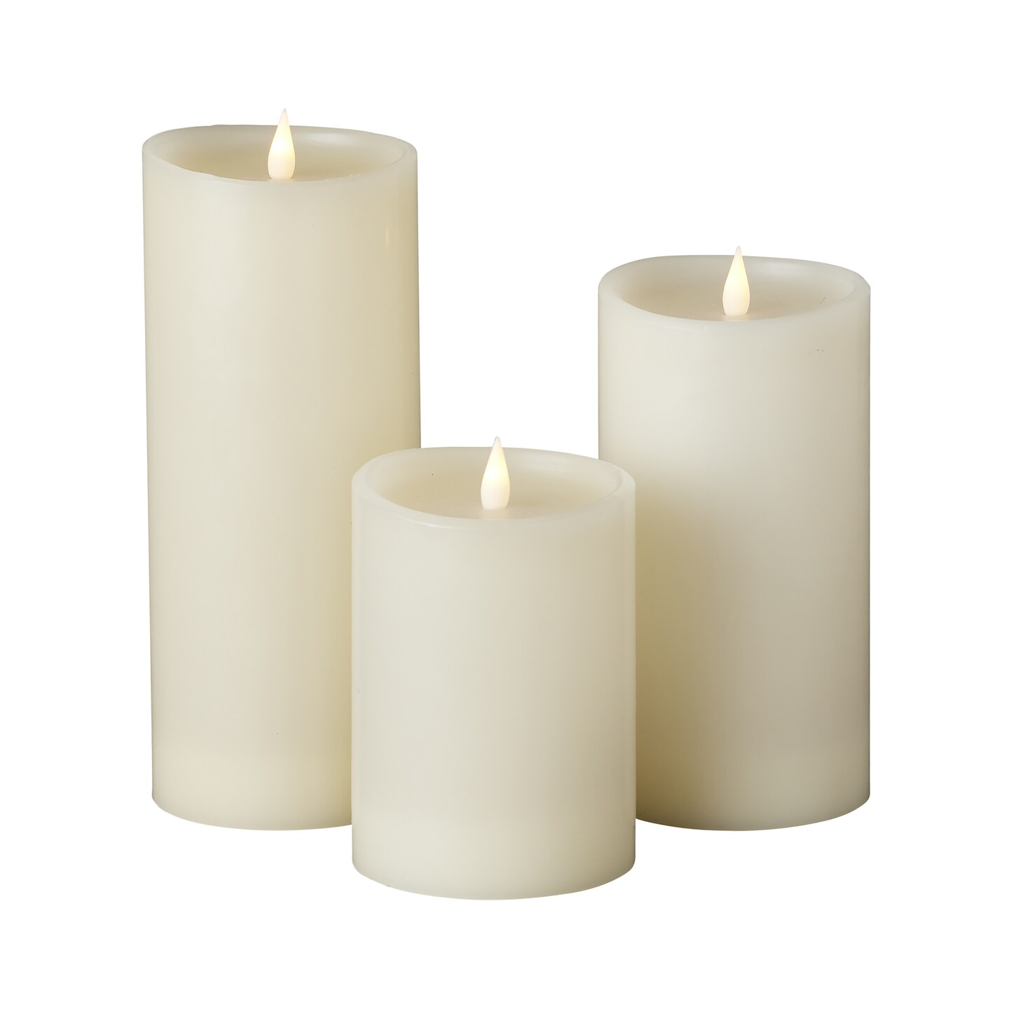 Classic Motion Flameless Candle 3pc Set - 4x6, 4x8, 4x10 Ivory