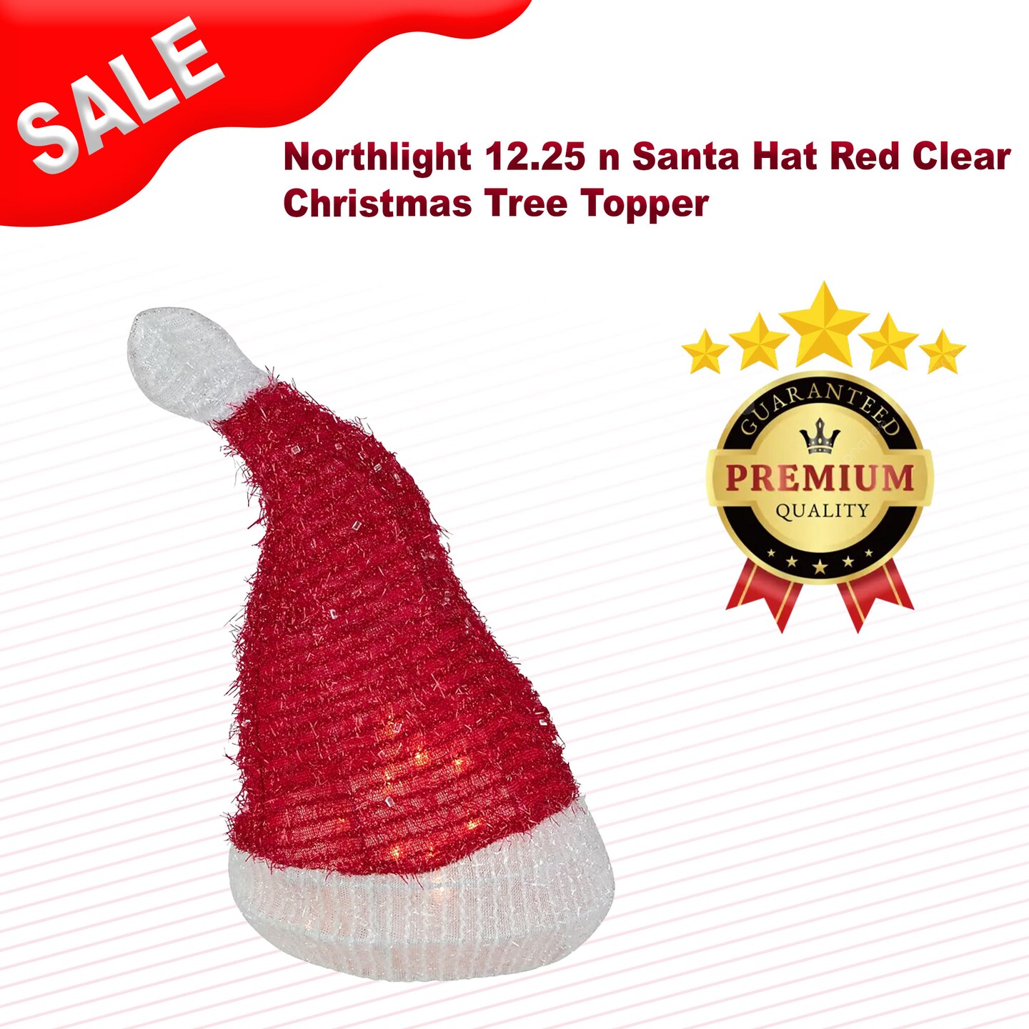 Northlight 12.25 n Santa Hat Red Clear Christmas Tree Topper