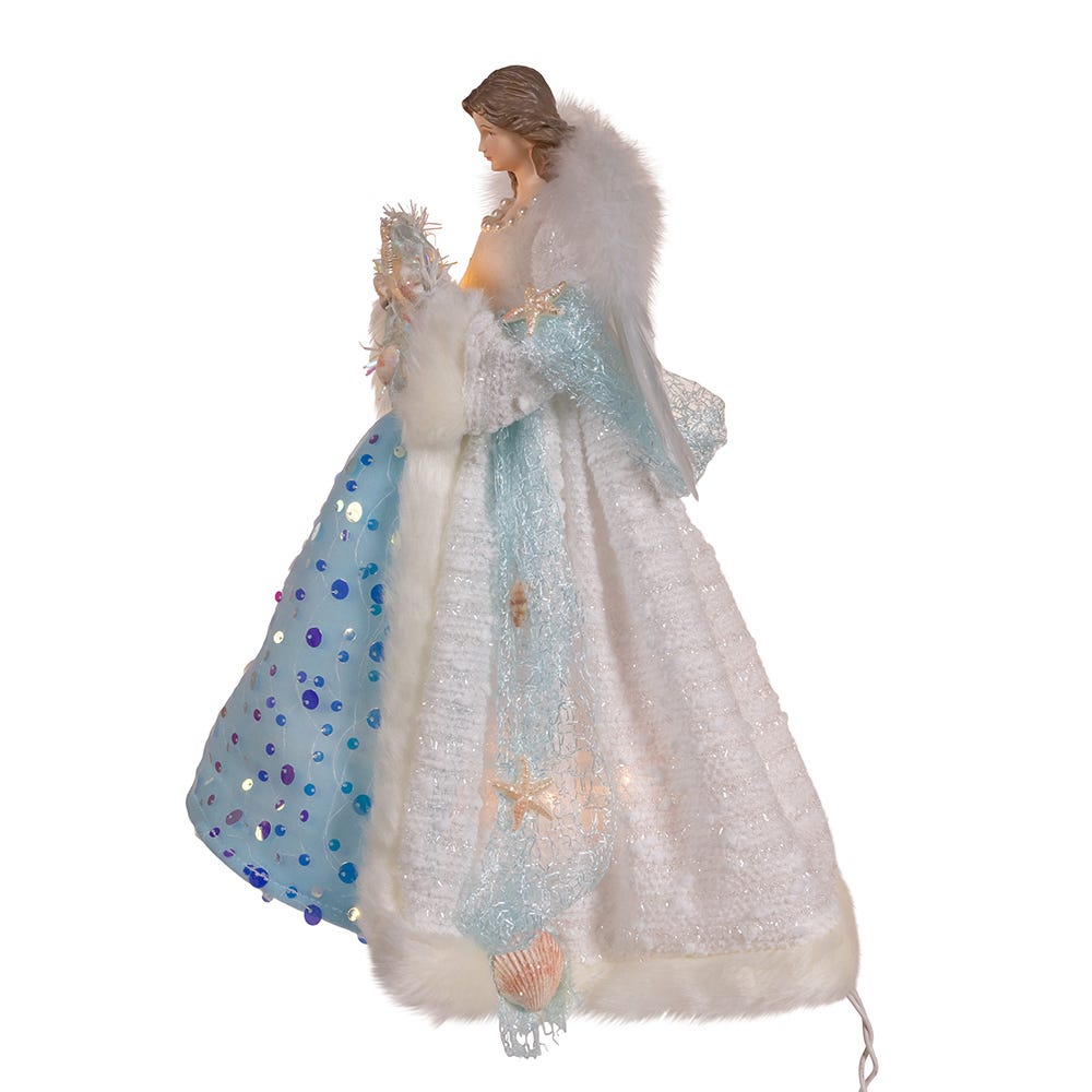 Kurt Adler 14-Inch UL 10-Light Coastal Beach Angel Tree Topper
