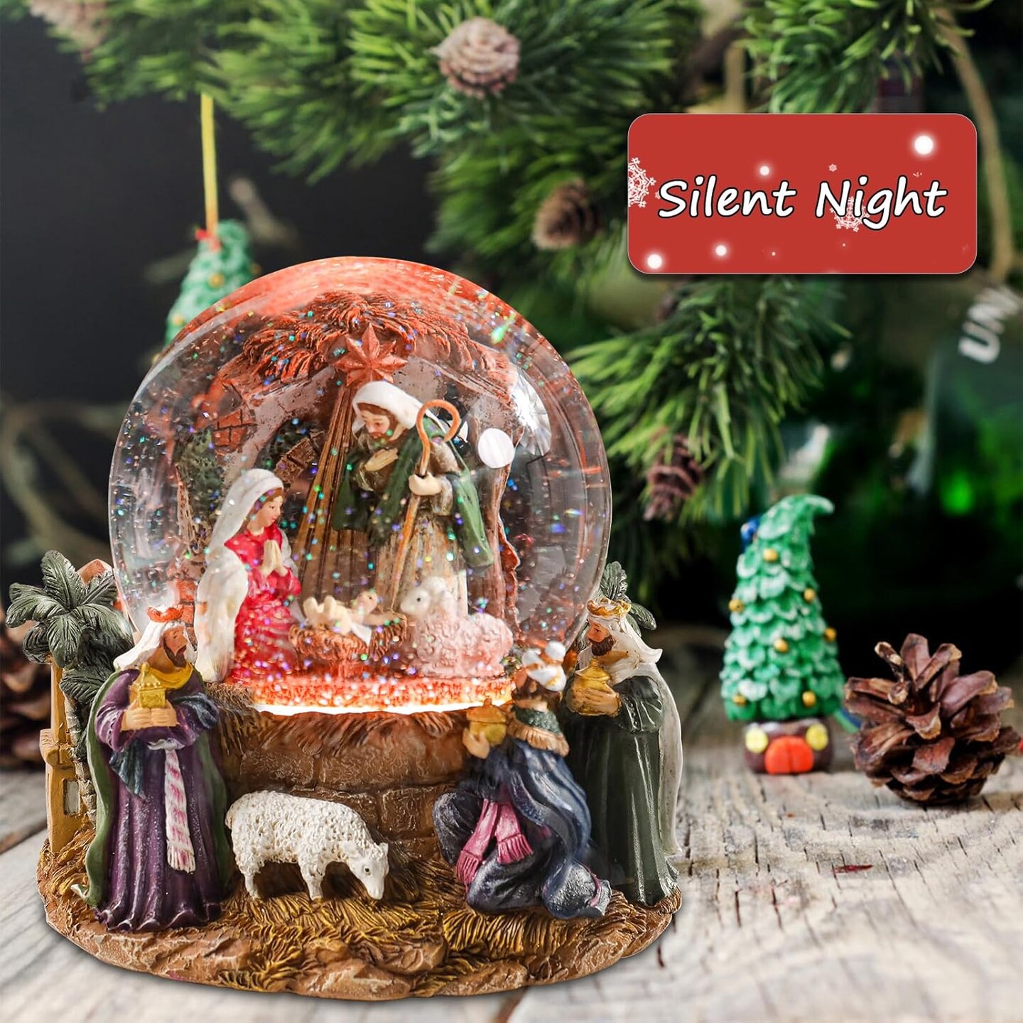 Christmas Snow Globes for Kids, Musical Snow Globe Nativity Music Box Glass Snowglobes Christmas Birthday Gift for Girls Kids Daughters