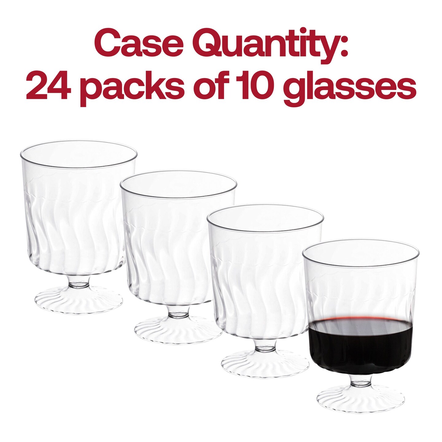 Clear Plastic Pedestal Wine Glasses - 8 oz. (240 Glasses)
