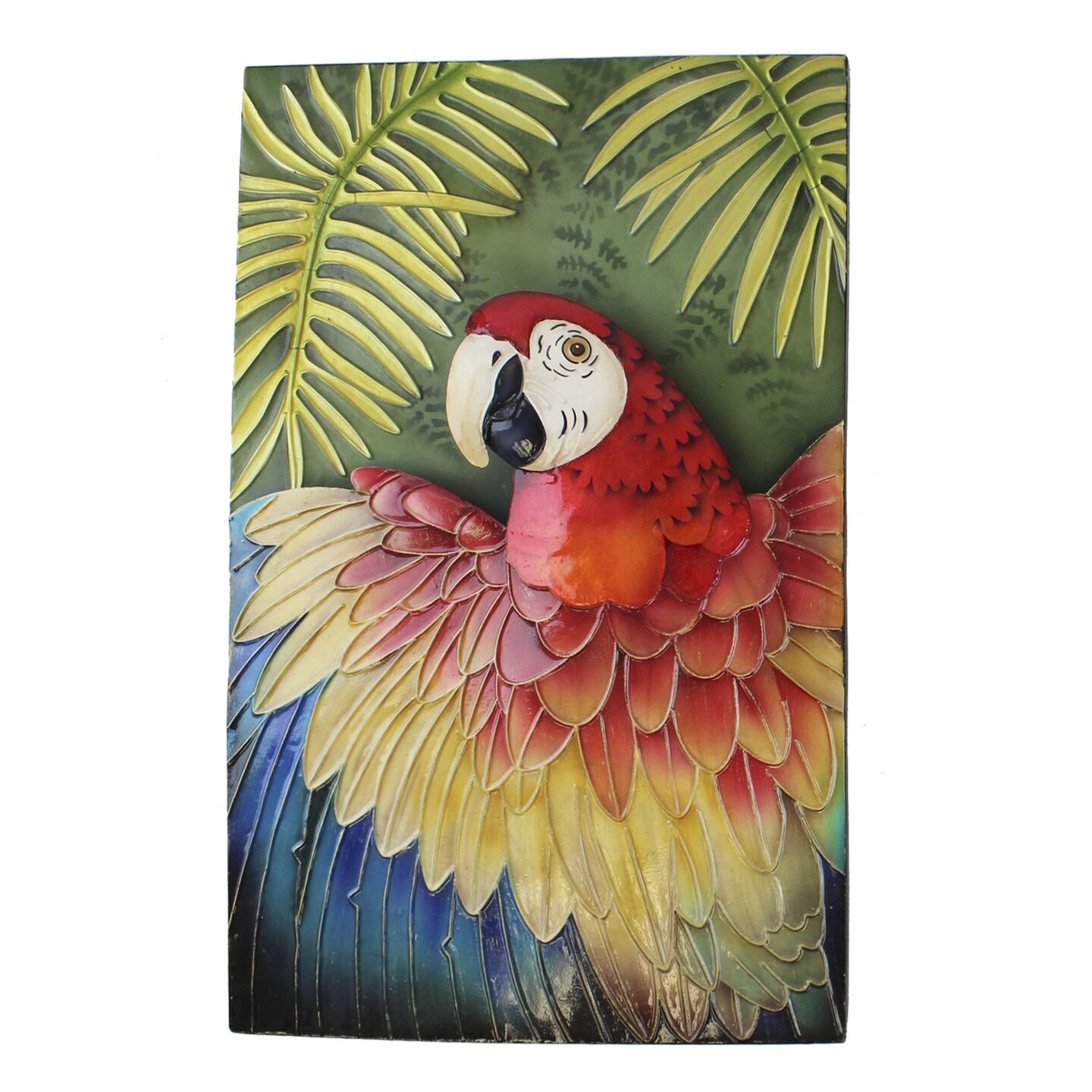 Capiz Red Parrot Wall Art 10 x 16 x 2 Inches.