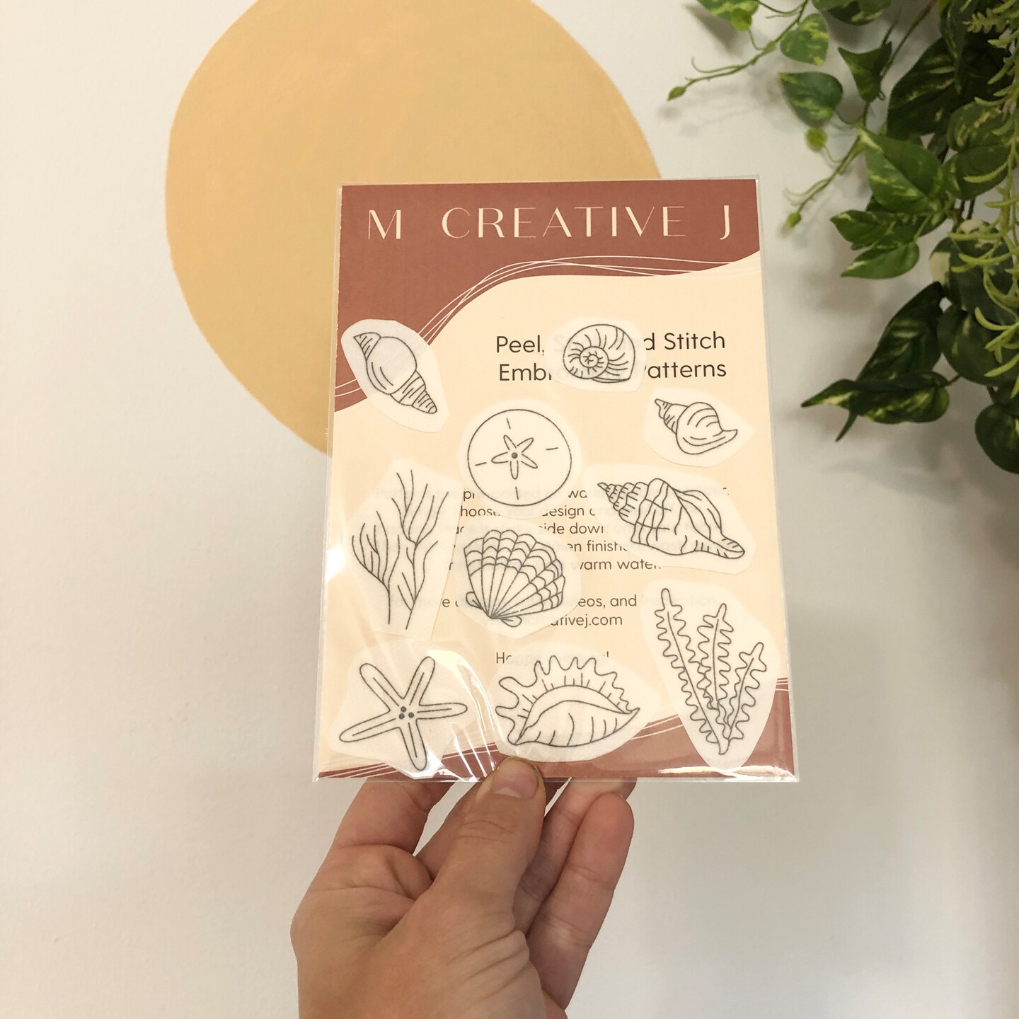 MCreativeJ Seashells Embroidery Patterns - Stick and Stitch Beach Embroidery