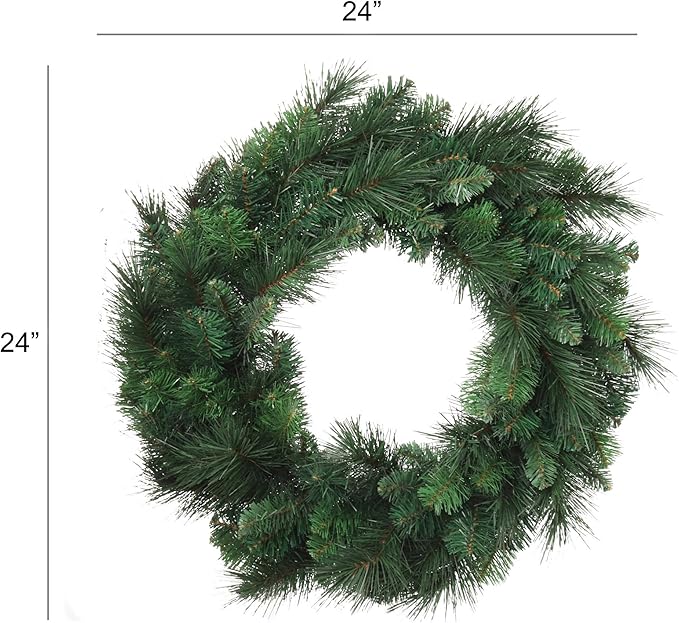 24-Inch Christmas Pine Wreath with 150 Lifelike Tips - Deluxe Evergreen Wreath for Indoor/Outdoor Use, Front Door Holiday D&#xE9;cor, Xmas Decorations for Home &#x26; Office