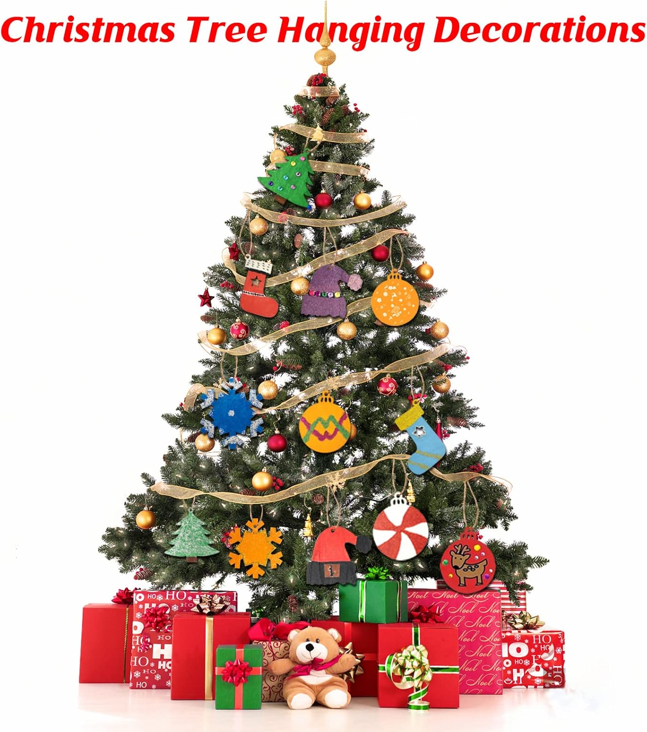 Christmas Wooden Painting Craft Kit, Paint Your Own Xmas Ornaments, Unfinished Wood Slices Christmas Crafts for Kids Adults, Art and Craft Supplies for Christmas Tree Hanging Decorations