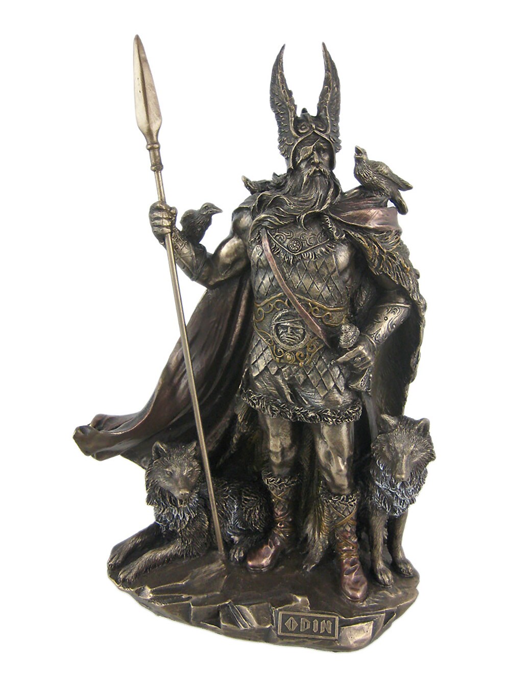 Norse God Odin Bronze Finish Statue Viking Pagan